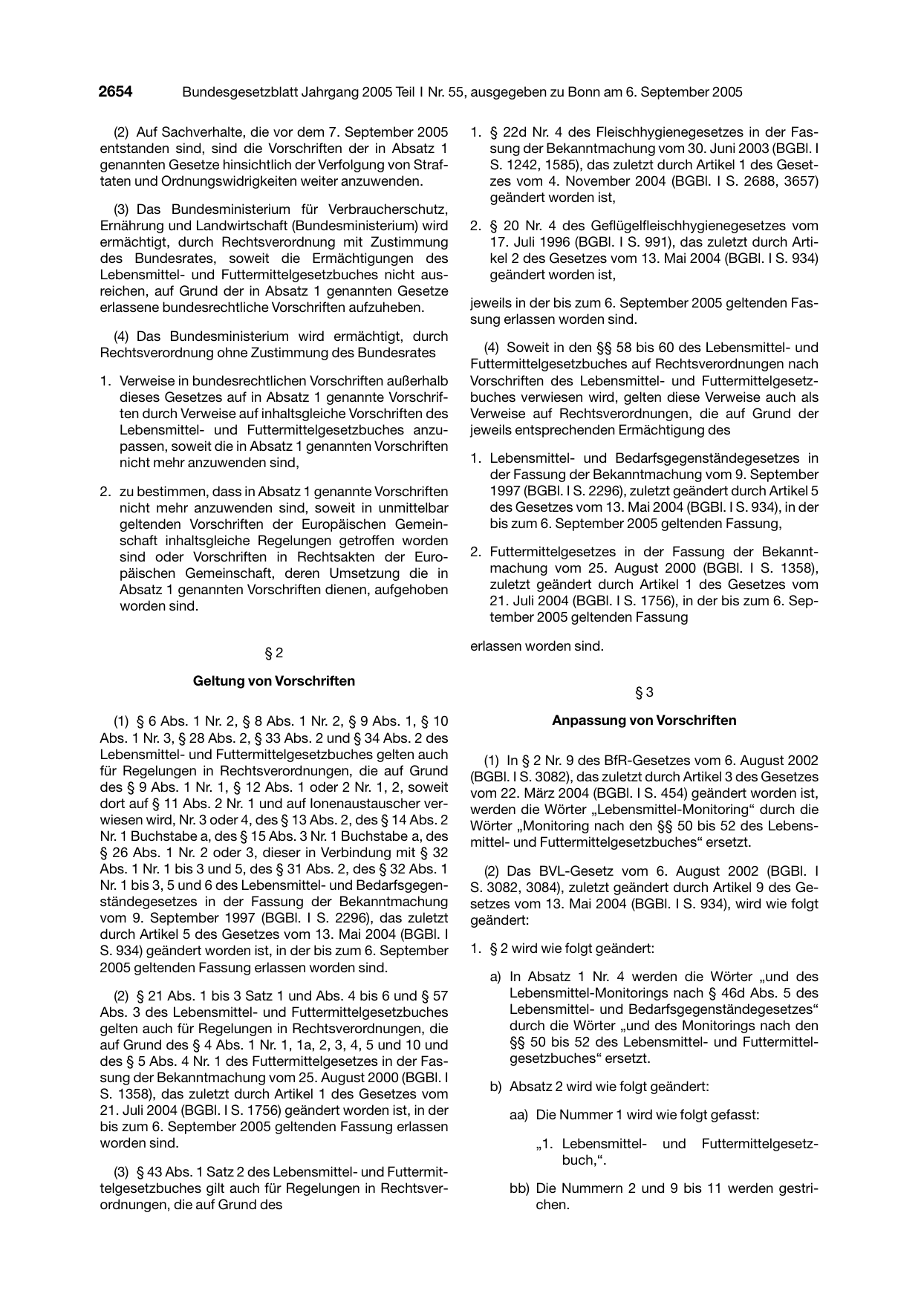 BGBl. 2005, Seite 2654 — Originalseite als Abbildung