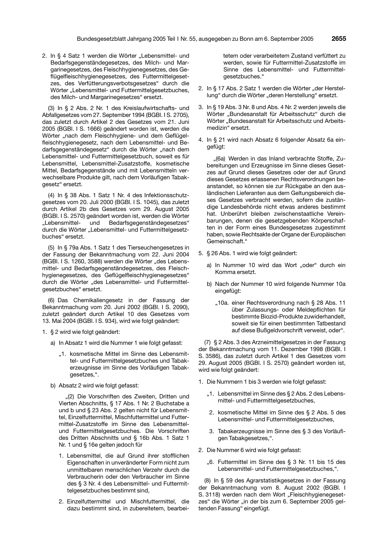 BGBl. 2005, Seite 2655 — Originalseite als Abbildung