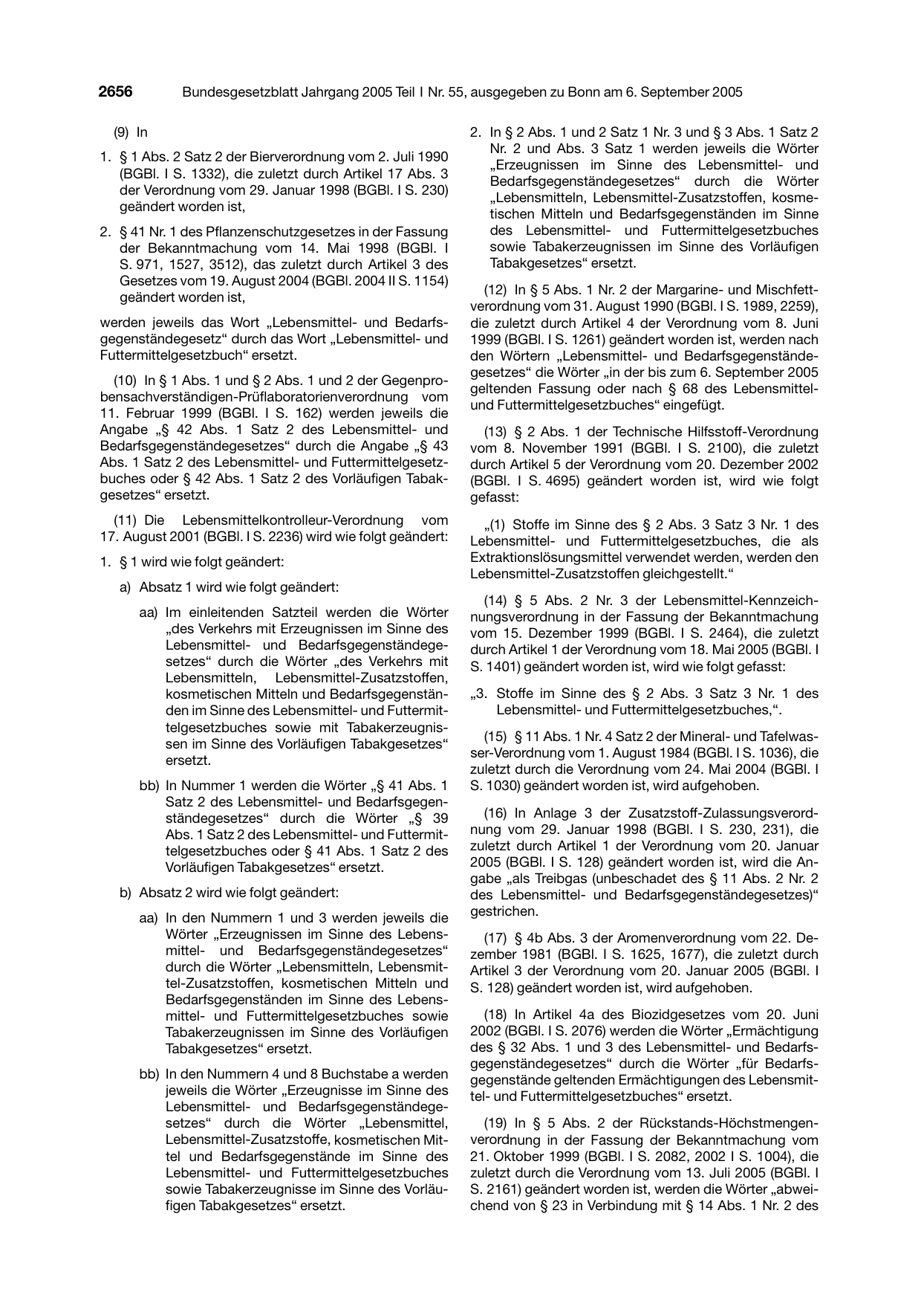 BGBl. 2005, Seite 2656 — Originalseite als Abbildung