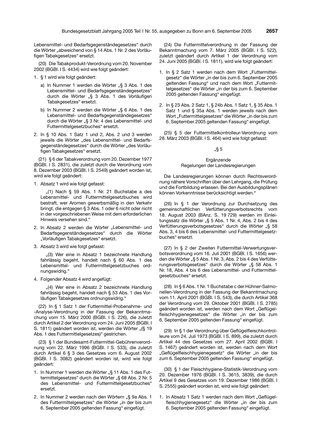 BGBl. 2005, Seite 2657 — Originalseite als Abbildung