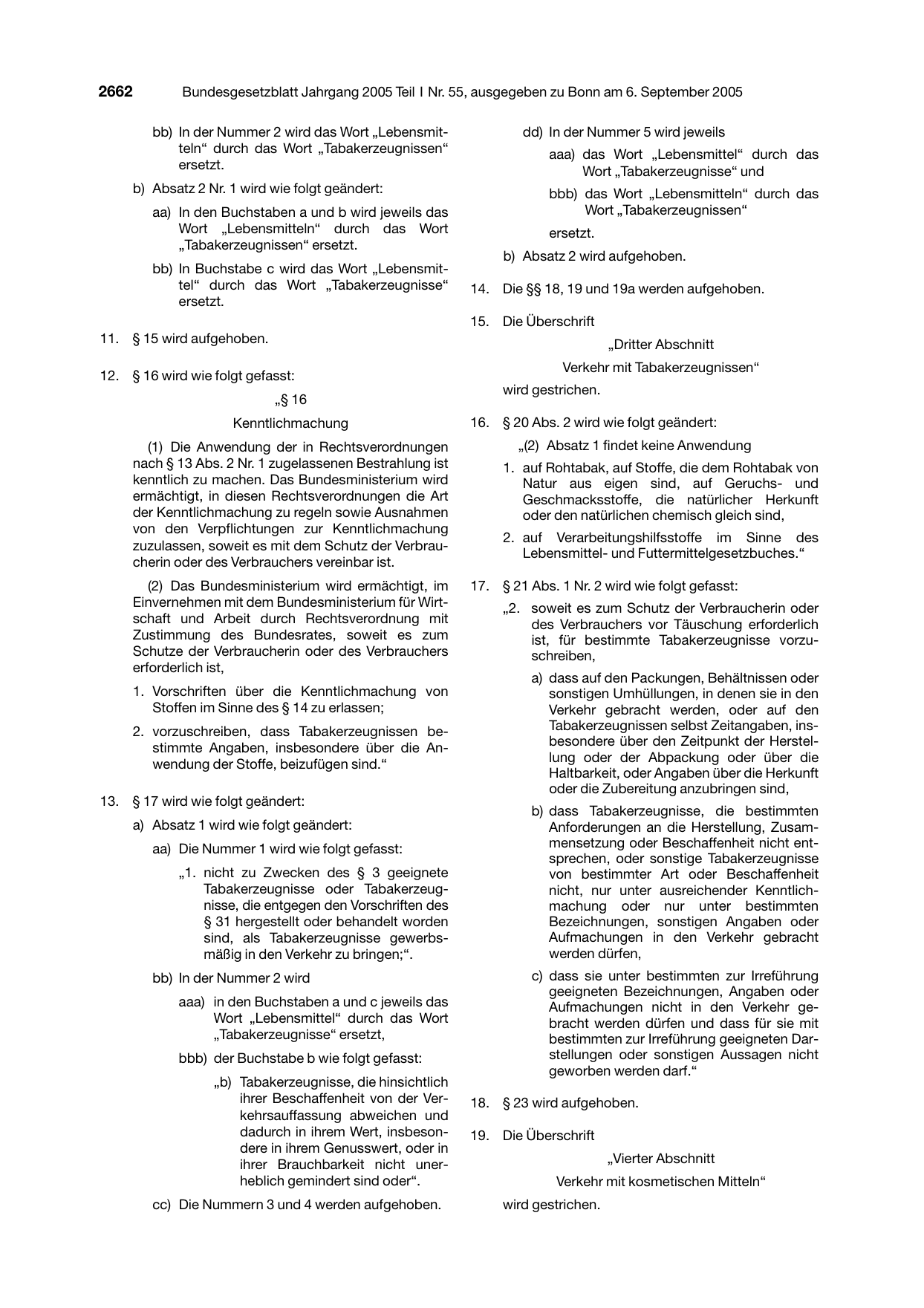 BGBl. 2005, Seite 2662 — Originalseite als Abbildung