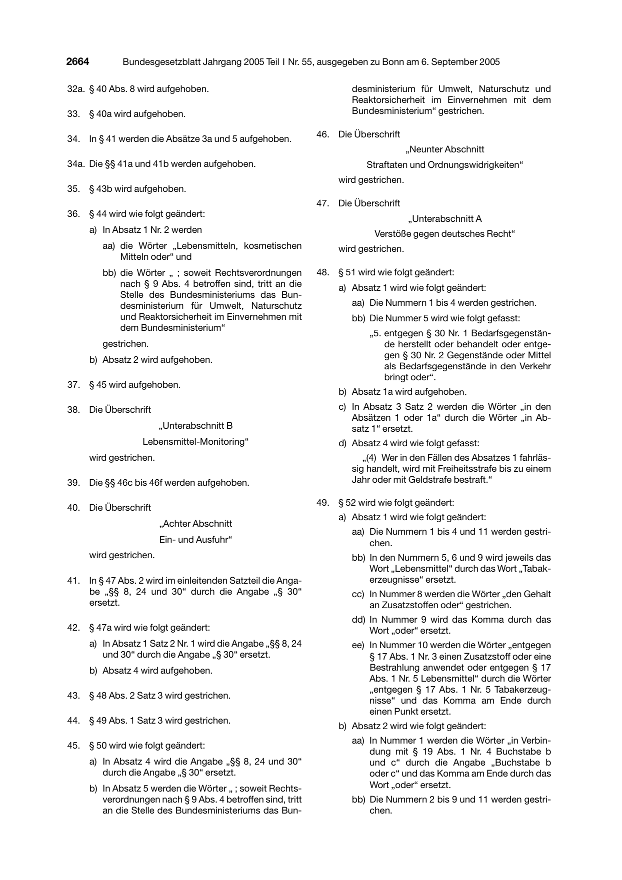 BGBl. 2005, Seite 2664 — Originalseite als Abbildung