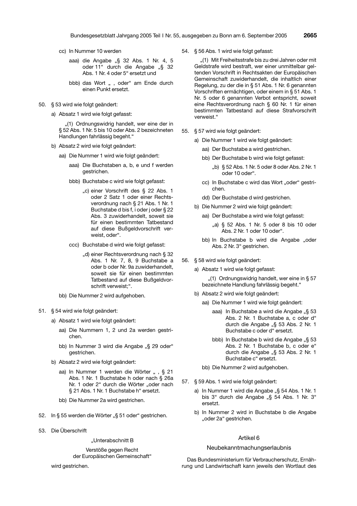 BGBl. 2005, Seite 2665 — Originalseite als Abbildung