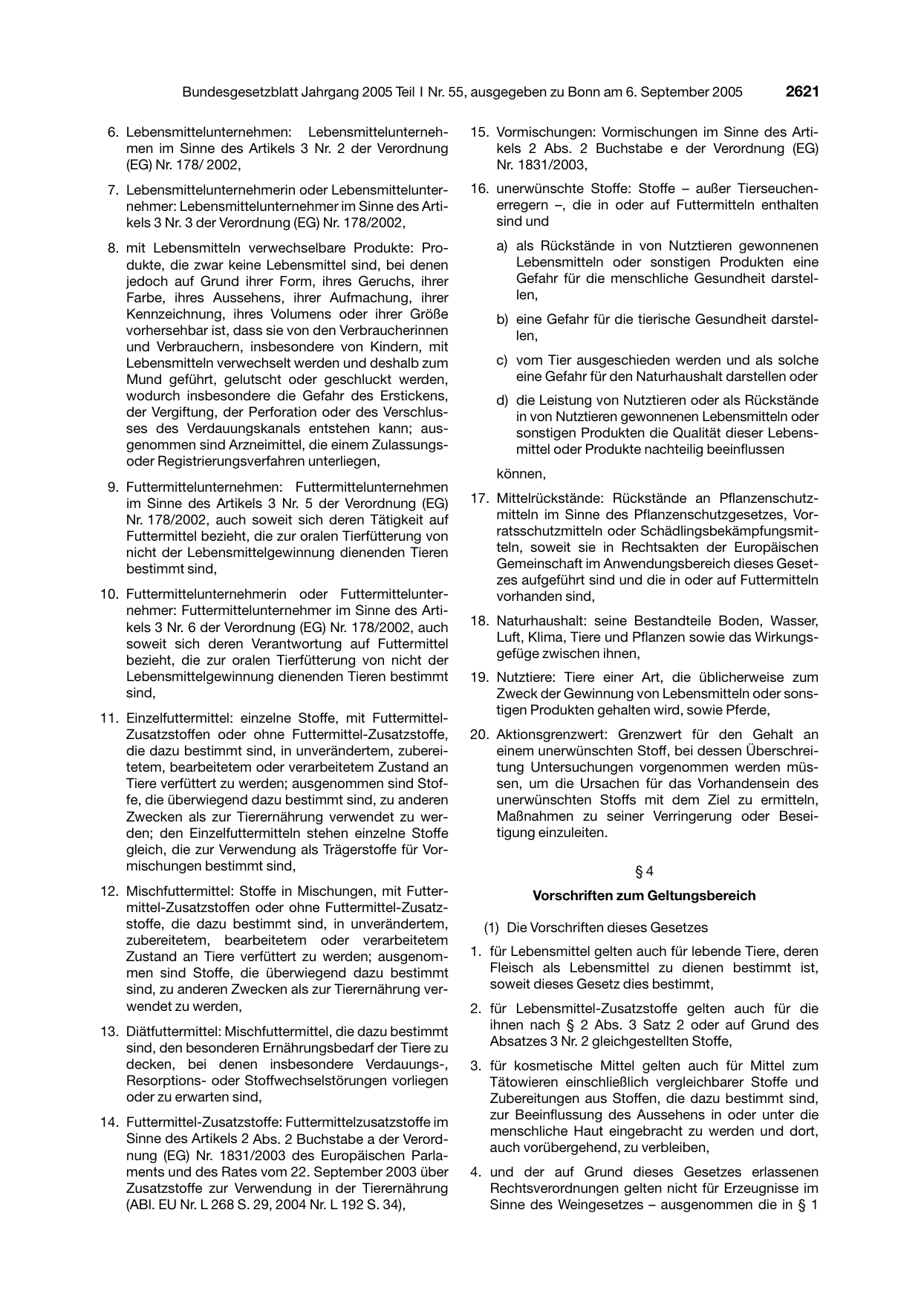 BGBl. 2005, Seite 2621 — Originalseite als Abbildung