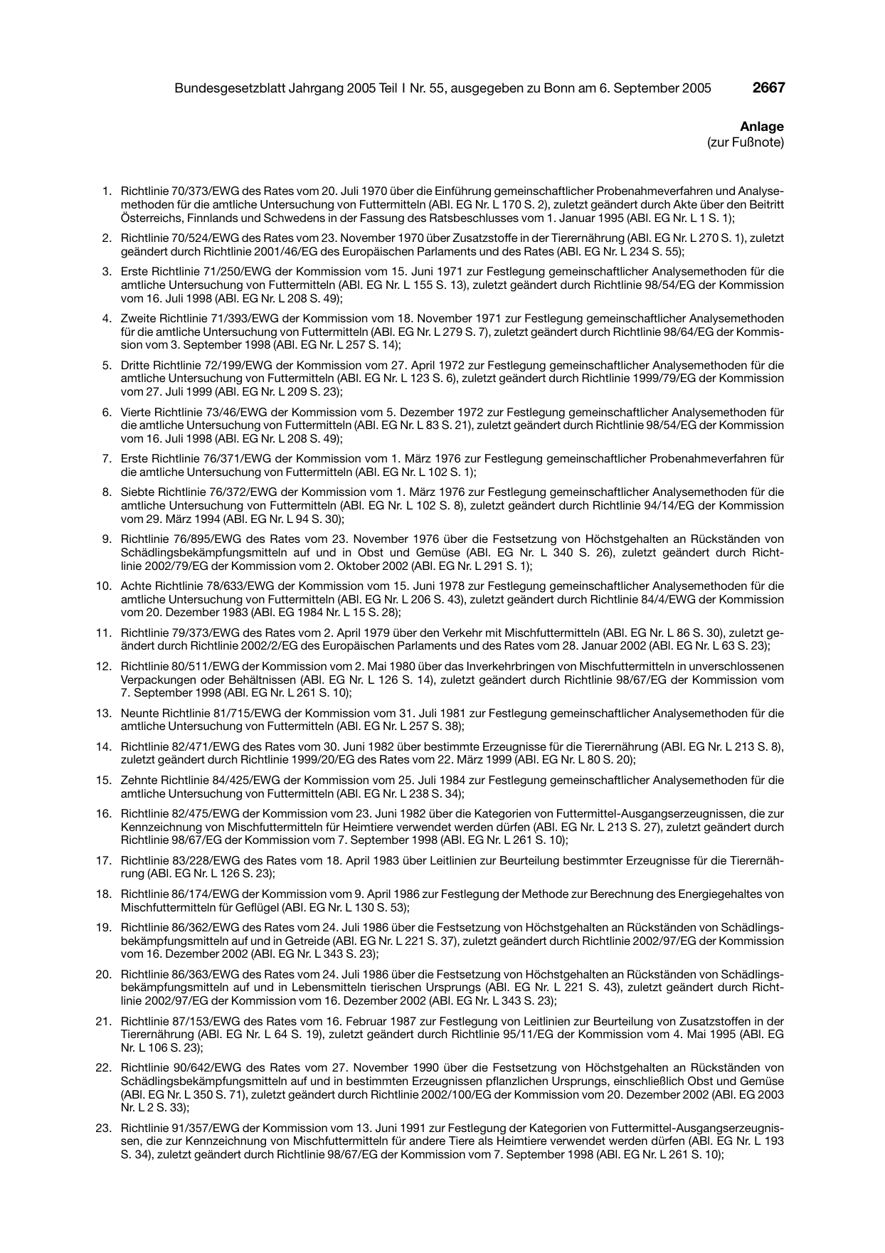 BGBl. 2005, Seite 2667 — Originalseite als Abbildung