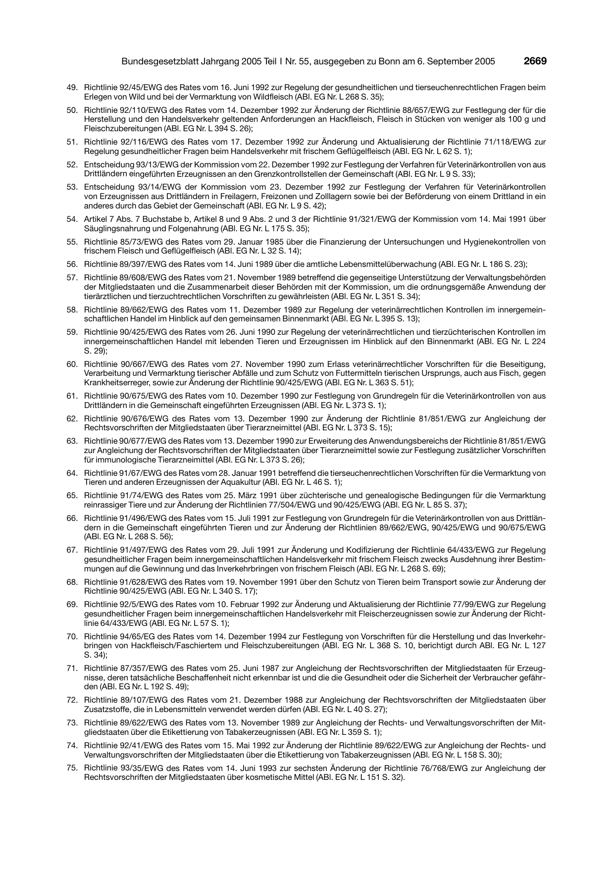 BGBl. 2005, Seite 2669 — Originalseite als Abbildung