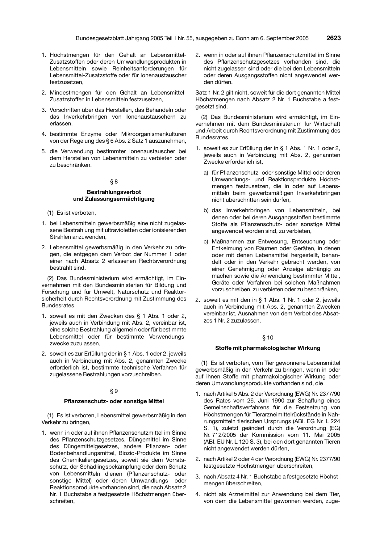 BGBl. 2005, Seite 2623 — Originalseite als Abbildung