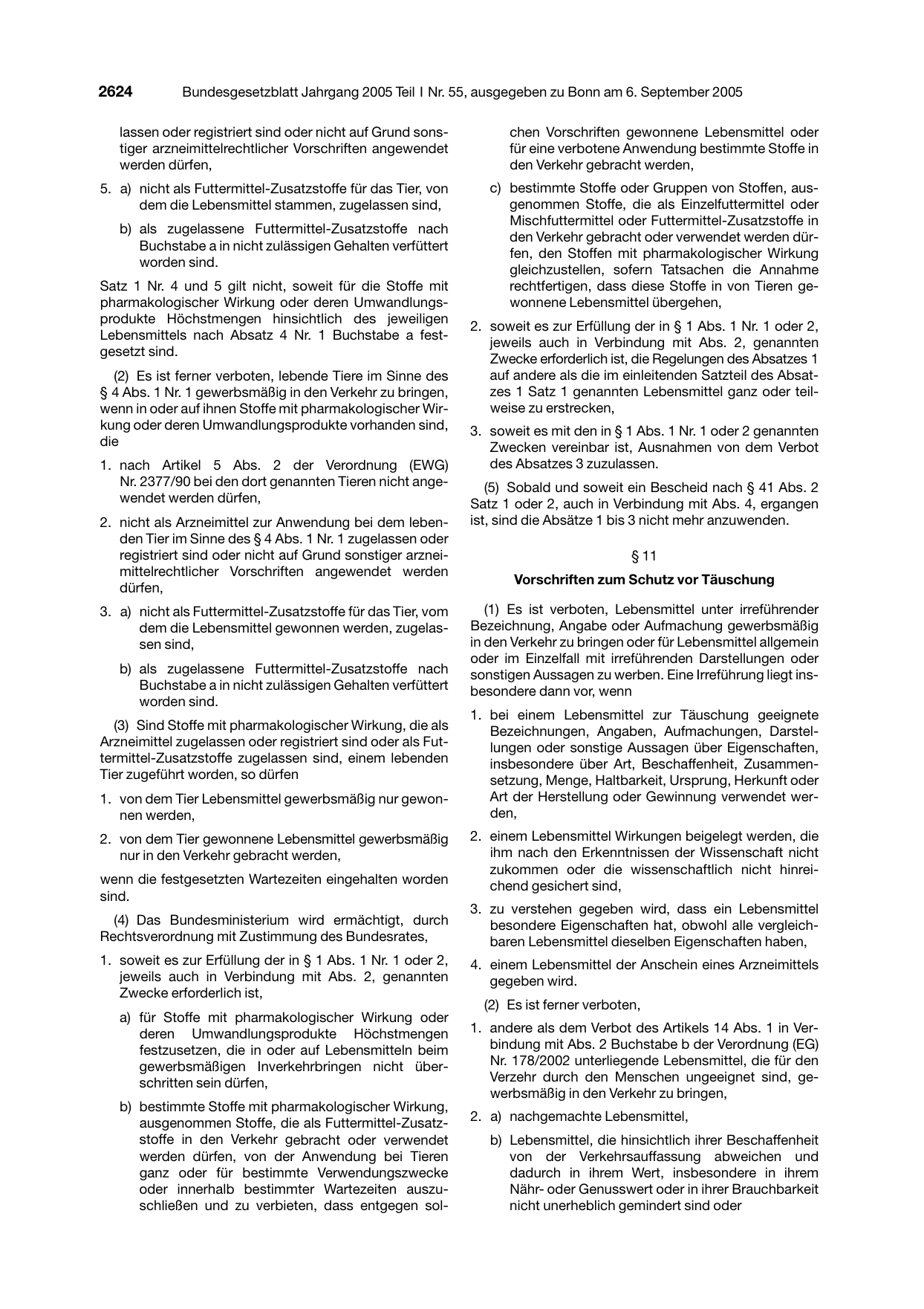 BGBl. 2005, Seite 2624 — Originalseite als Abbildung