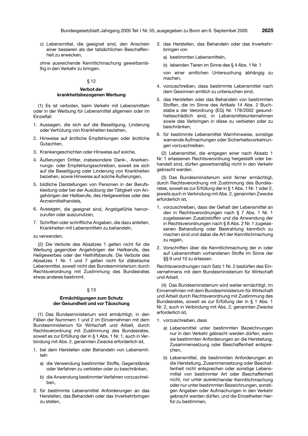 BGBl. 2005, Seite 2625 — Originalseite als Abbildung