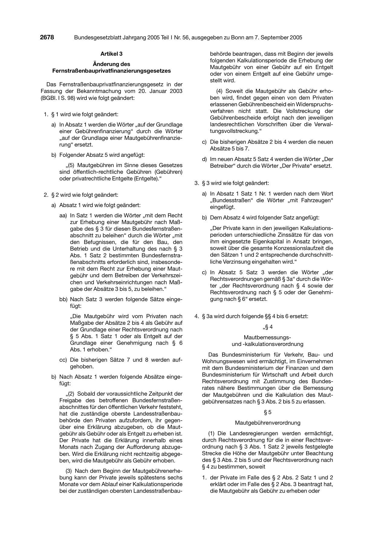 BGBl. 2005, Seite 2678 — Originalseite als Abbildung