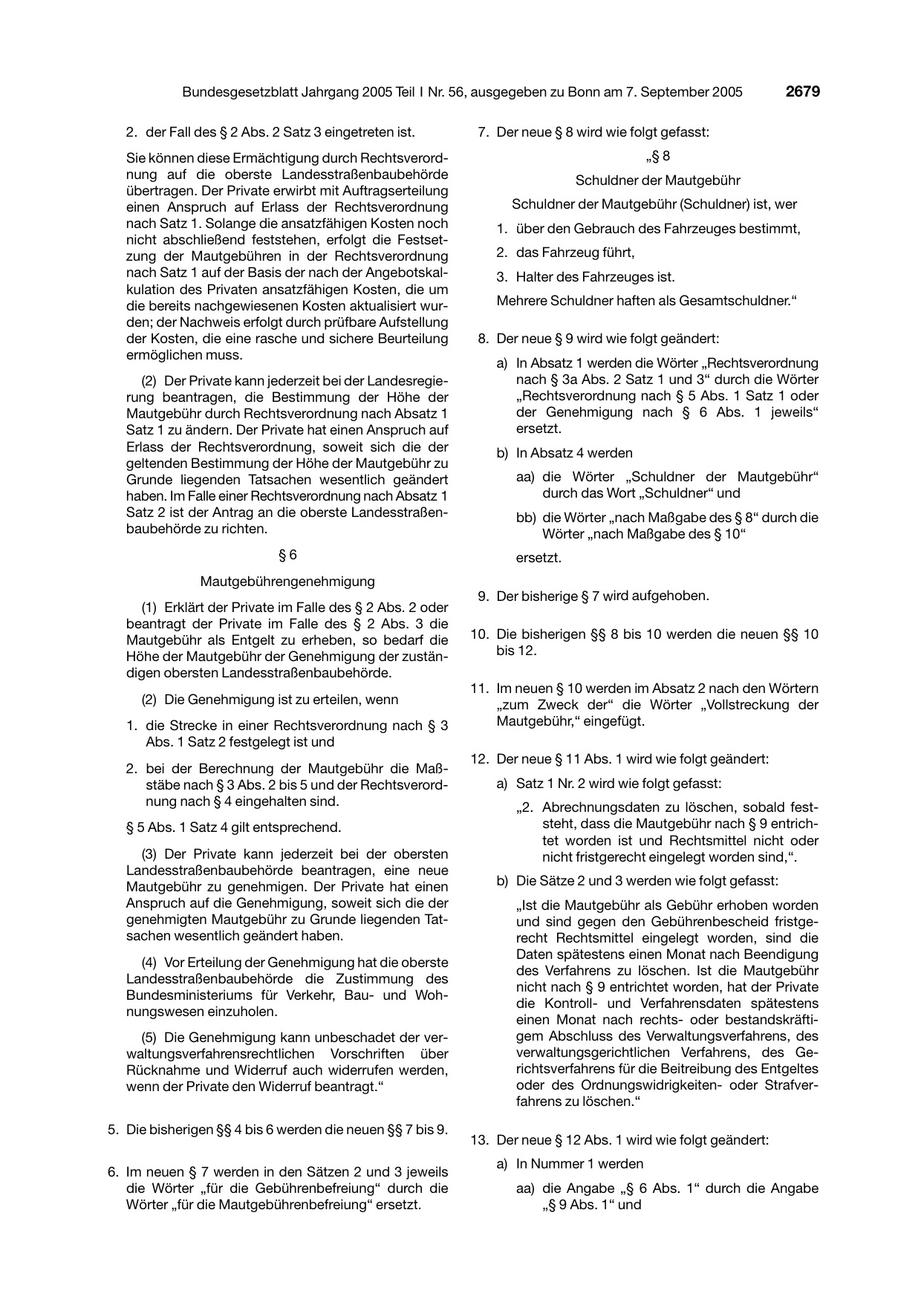 BGBl. 2005, Seite 2679 — Originalseite als Abbildung