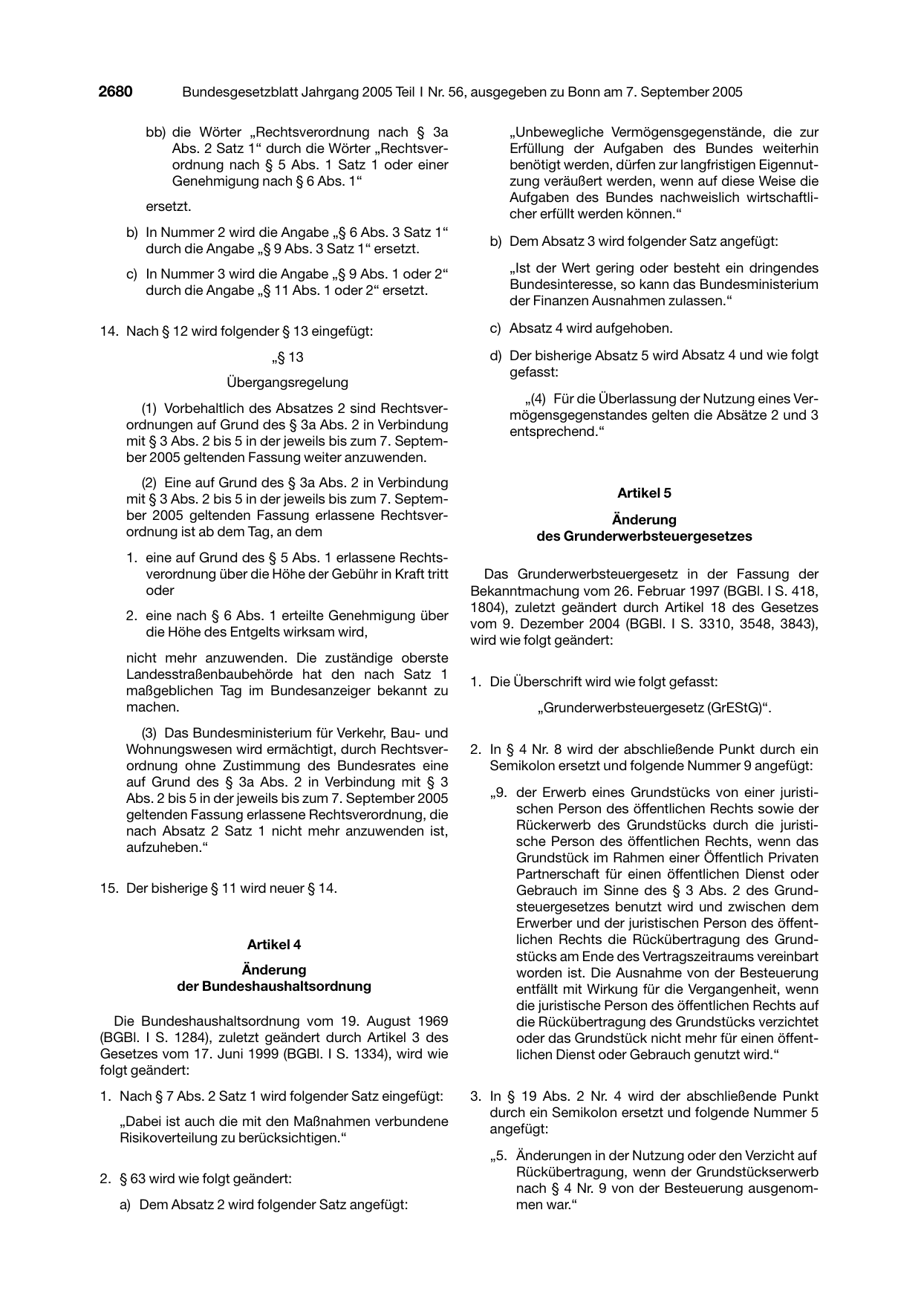 BGBl. 2005, Seite 2680 — Originalseite als Abbildung