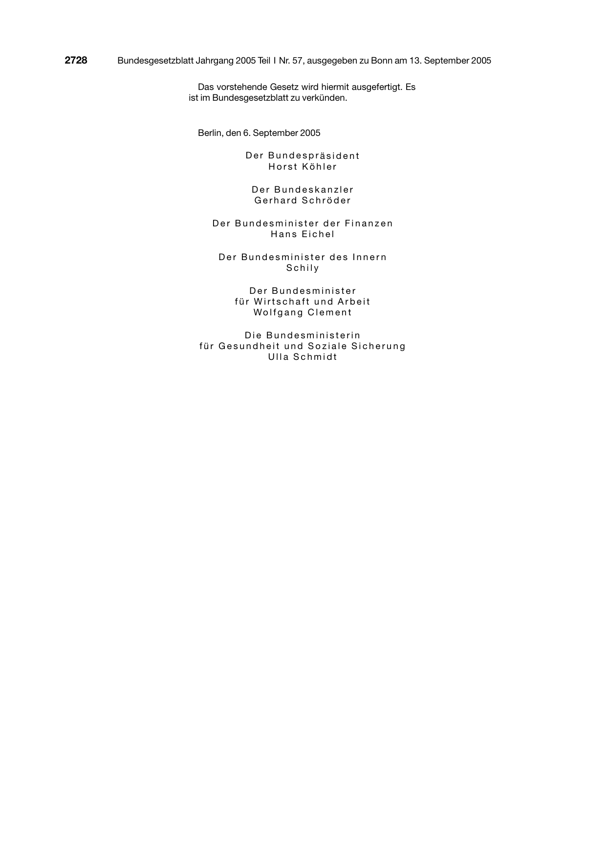 BGBl. 2005, Seite 2728 — Originalseite als Abbildung