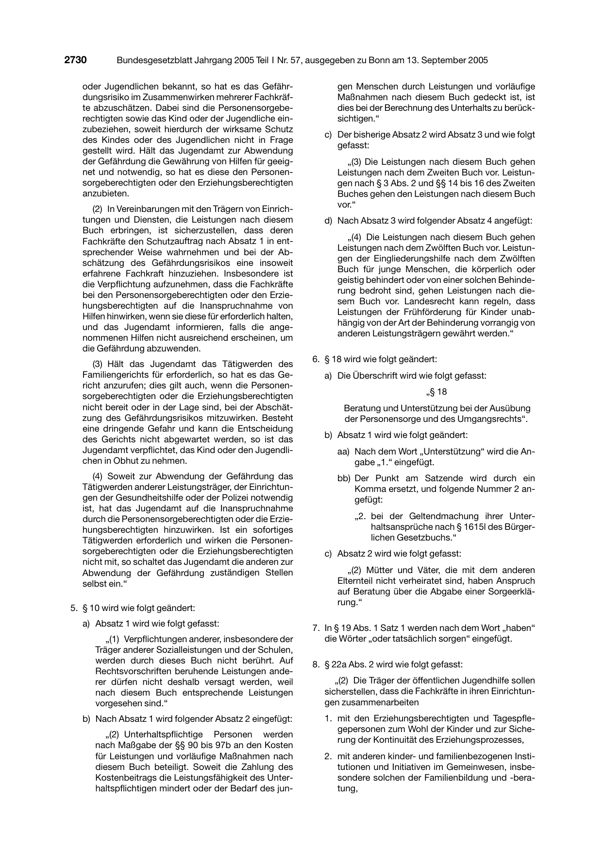 BGBl. 2005, Seite 2730 — Originalseite als Abbildung