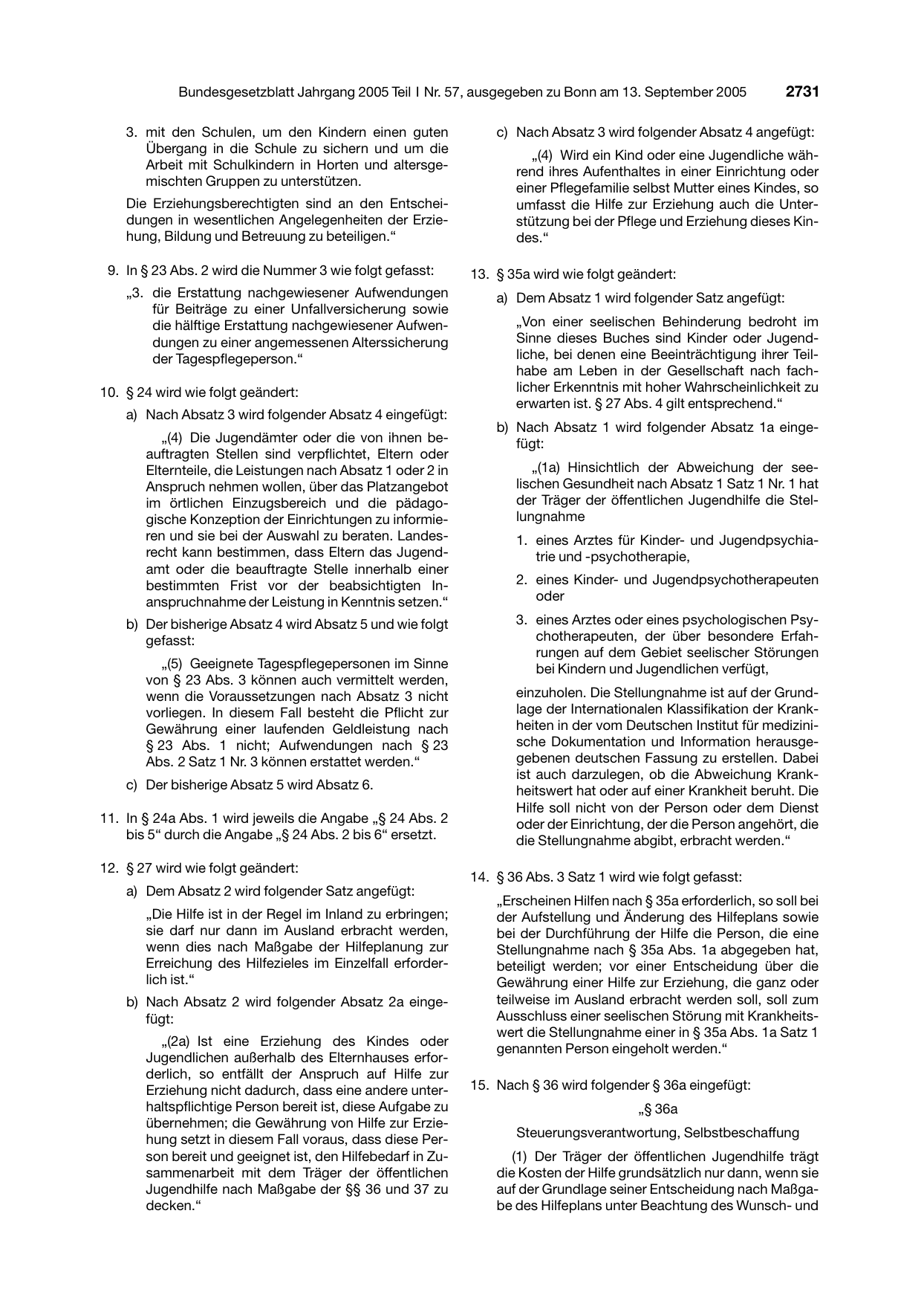 BGBl. 2005, Seite 2731 — Originalseite als Abbildung