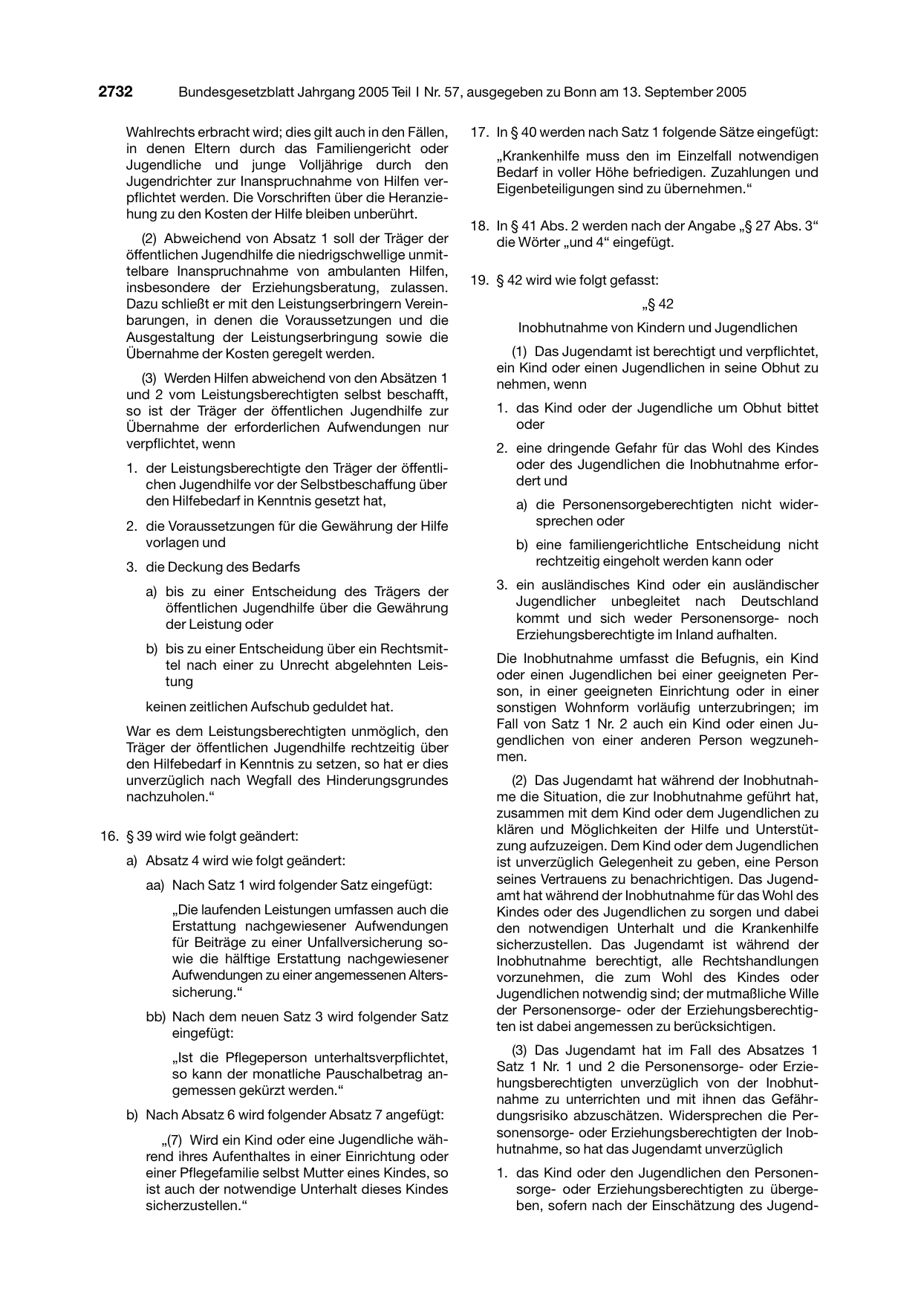 BGBl. 2005, Seite 2732 — Originalseite als Abbildung