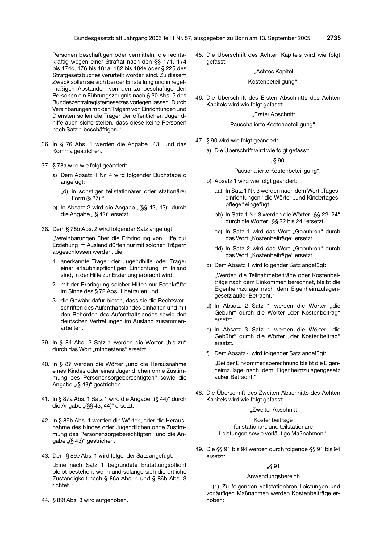BGBl. 2005, Seite 2735 — Originalseite als Abbildung