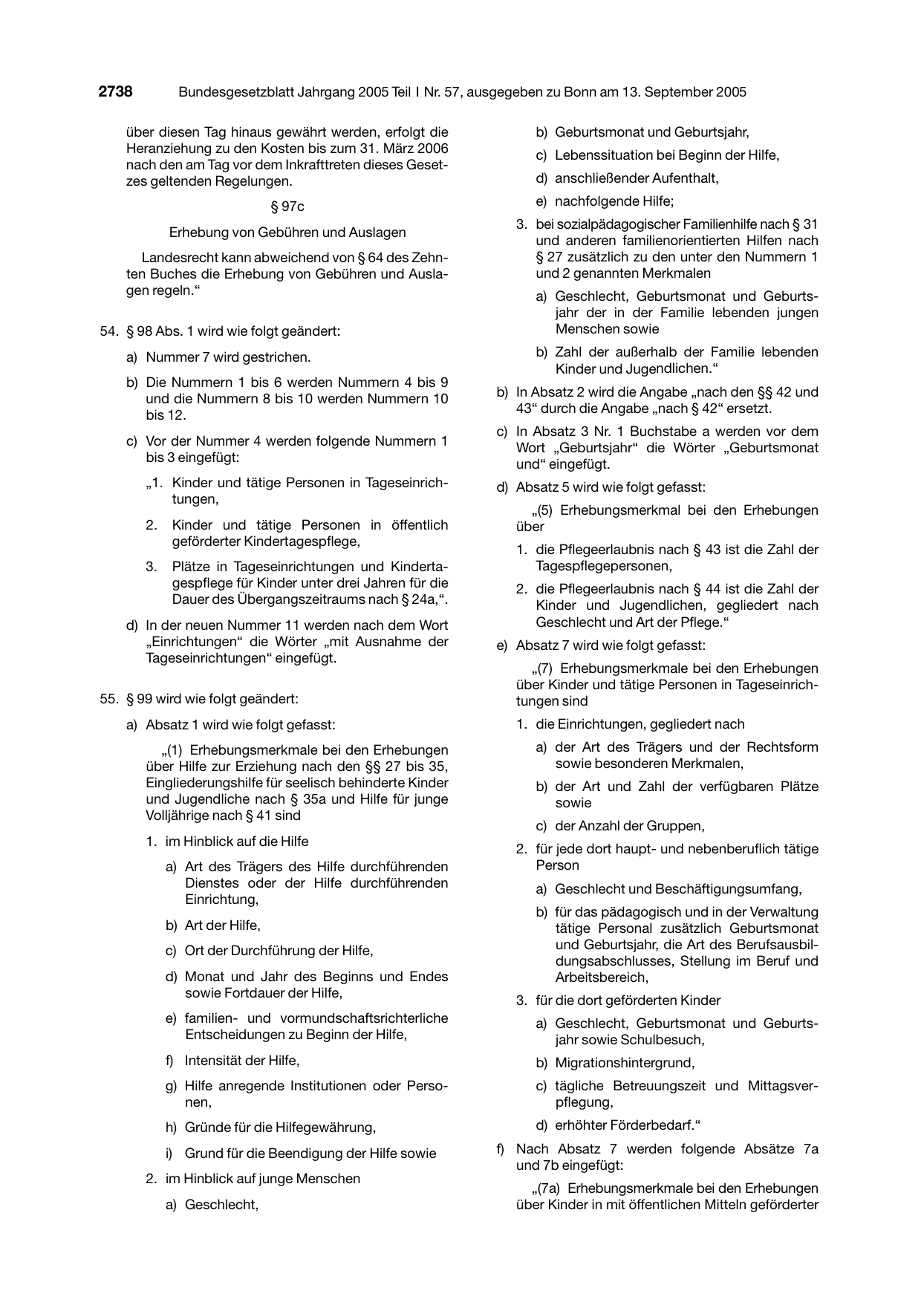 BGBl. 2005, Seite 2738 — Originalseite als Abbildung