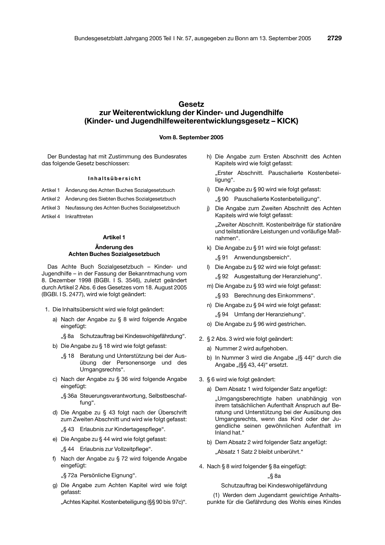 BGBl. 2005, Seite 2729 — Originalseite als Abbildung