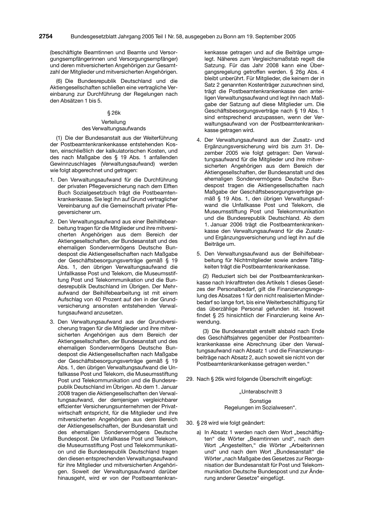 BGBl. 2005, Seite 2754 — Originalseite als Abbildung