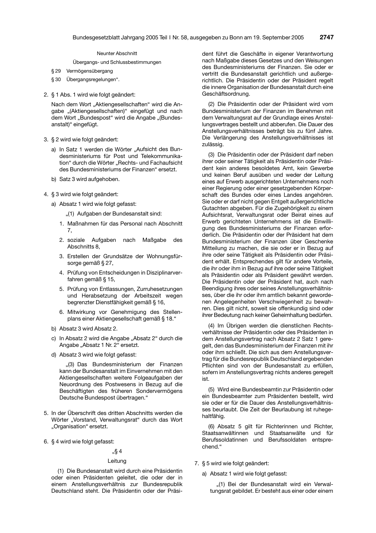 BGBl. 2005, Seite 2747 — Originalseite als Abbildung