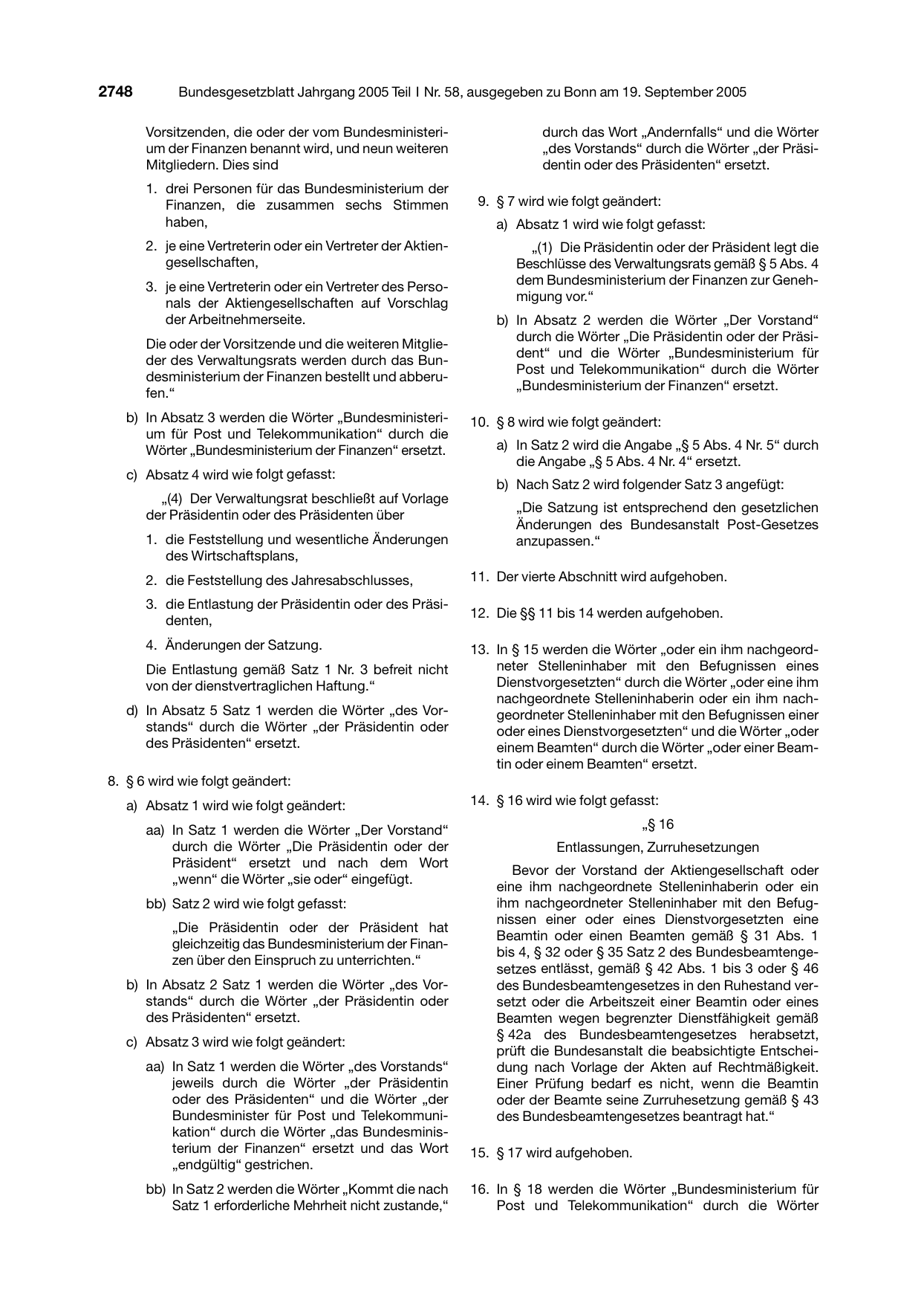 BGBl. 2005, Seite 2748 — Originalseite als Abbildung