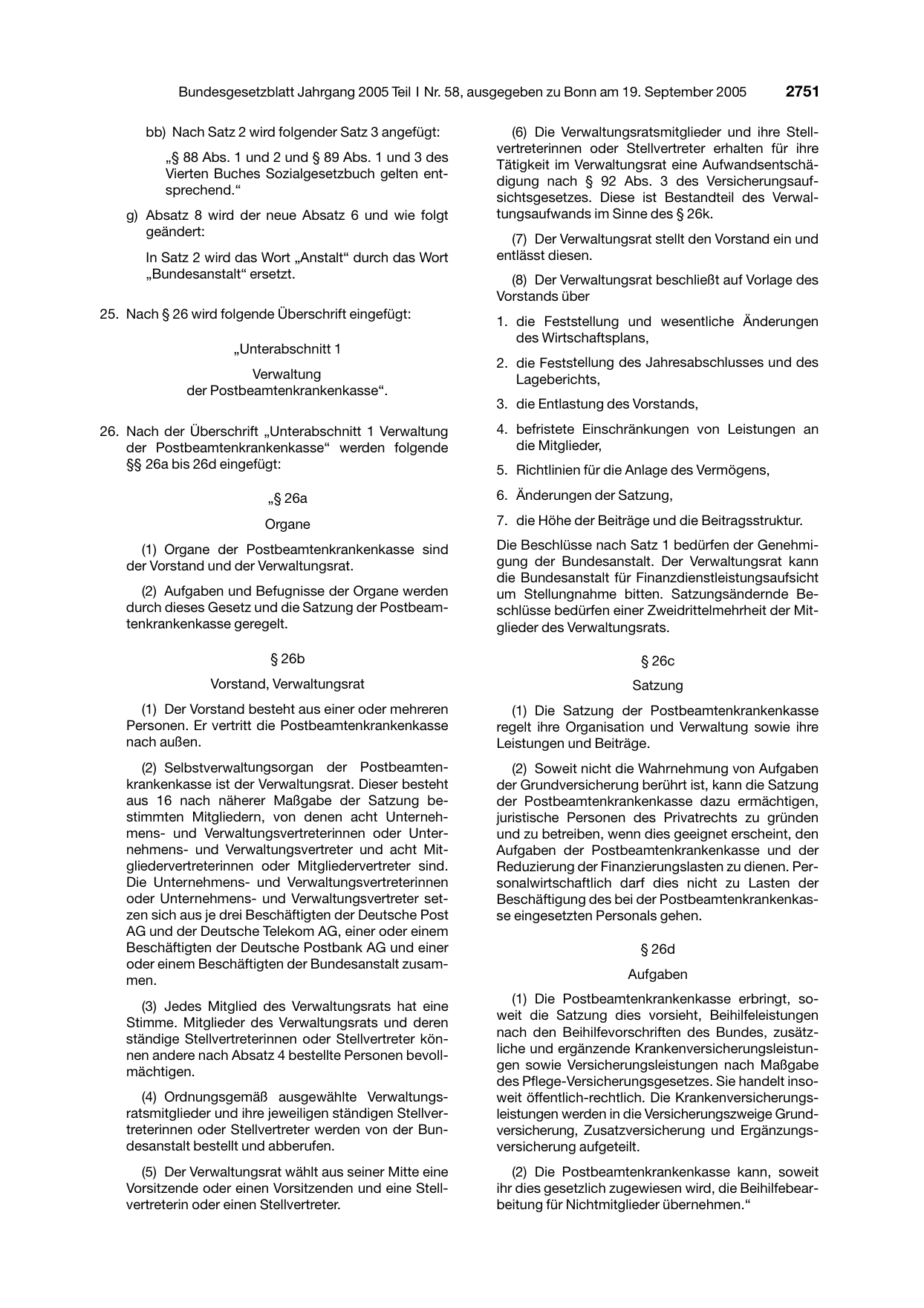BGBl. 2005, Seite 2751 — Originalseite als Abbildung