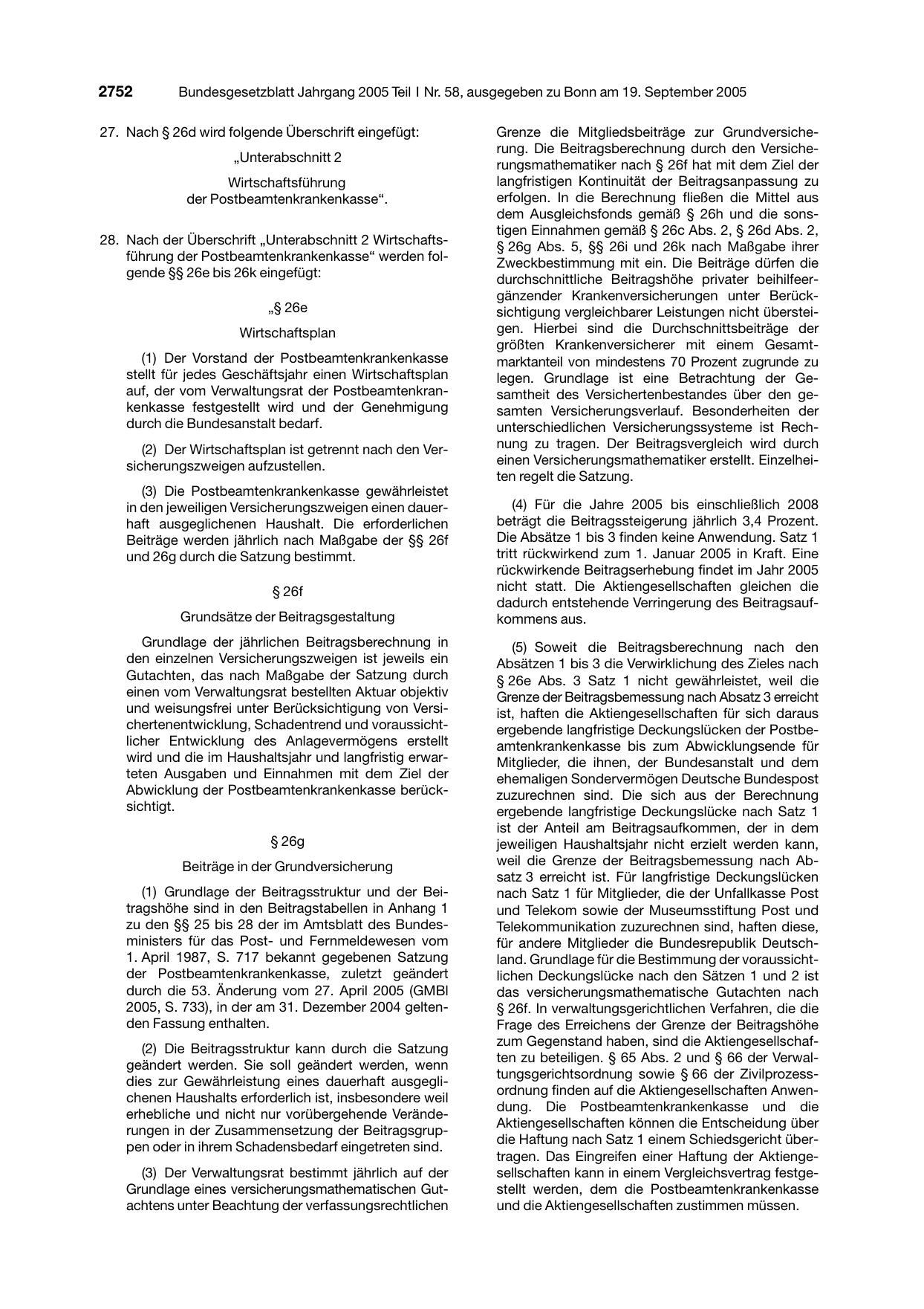 BGBl. 2005, Seite 2752 — Originalseite als Abbildung
