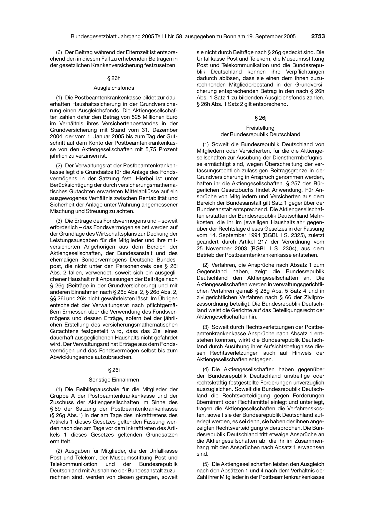 BGBl. 2005, Seite 2753 — Originalseite als Abbildung