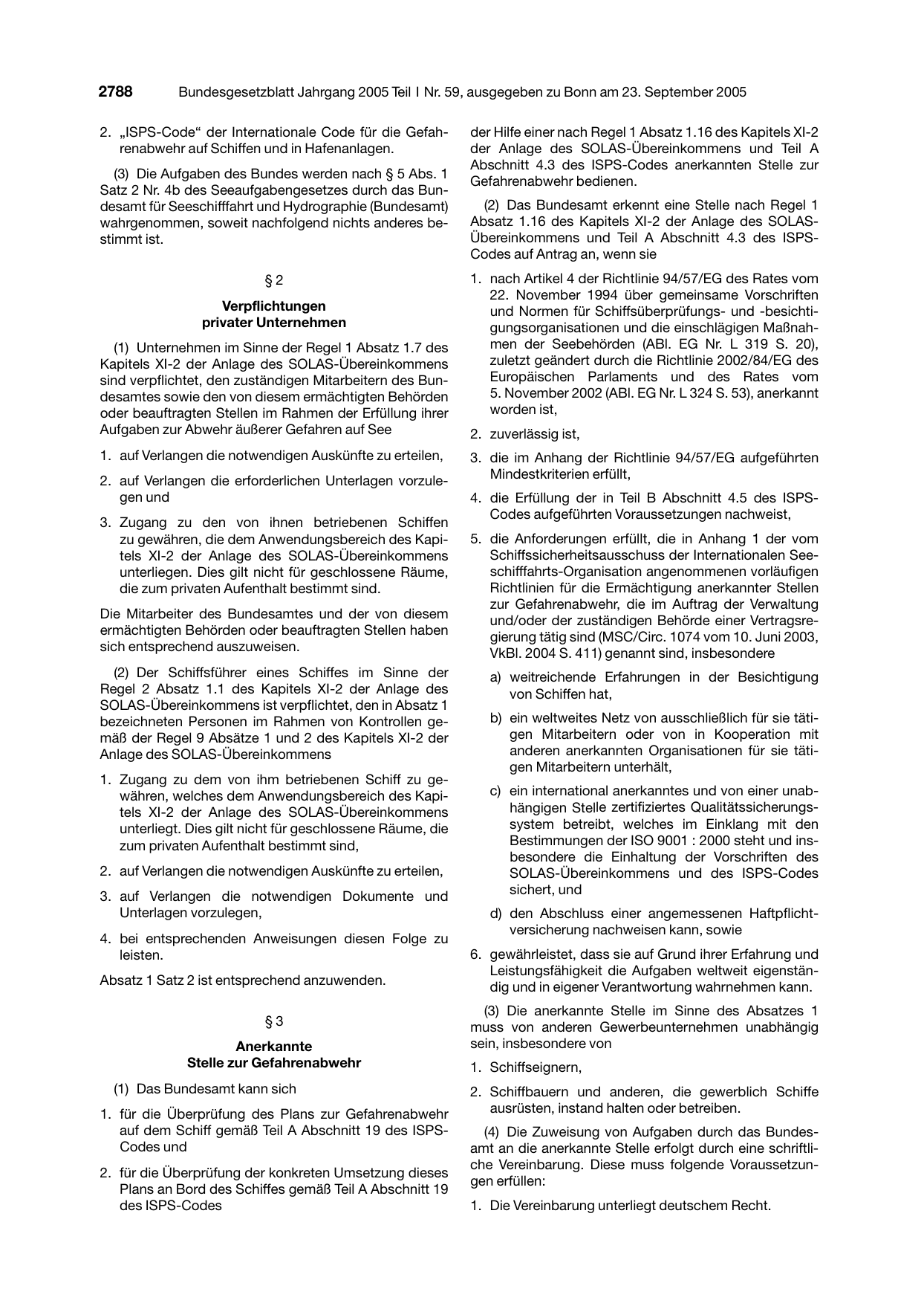 BGBl. 2005, Seite 2788 — Originalseite als Abbildung