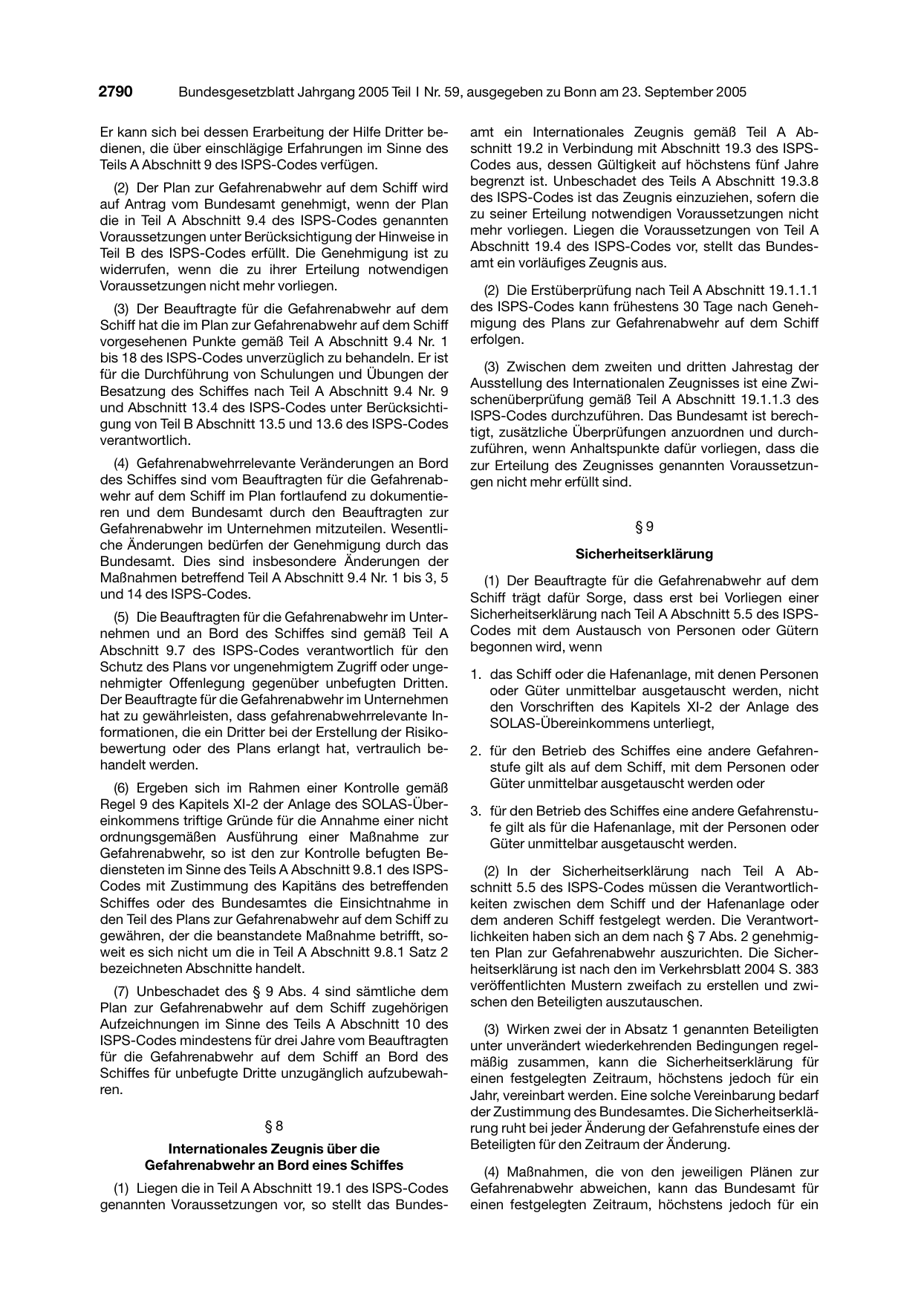 BGBl. 2005, Seite 2790 — Originalseite als Abbildung