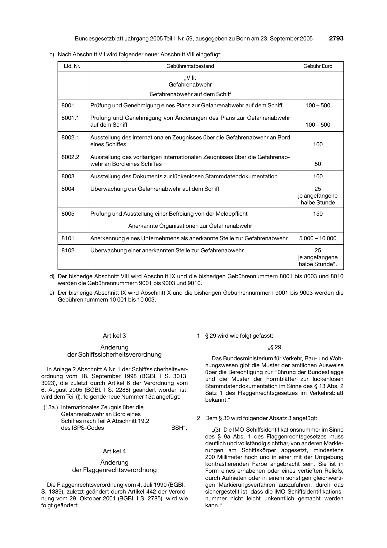 BGBl. 2005, Seite 2793 — Originalseite als Abbildung
