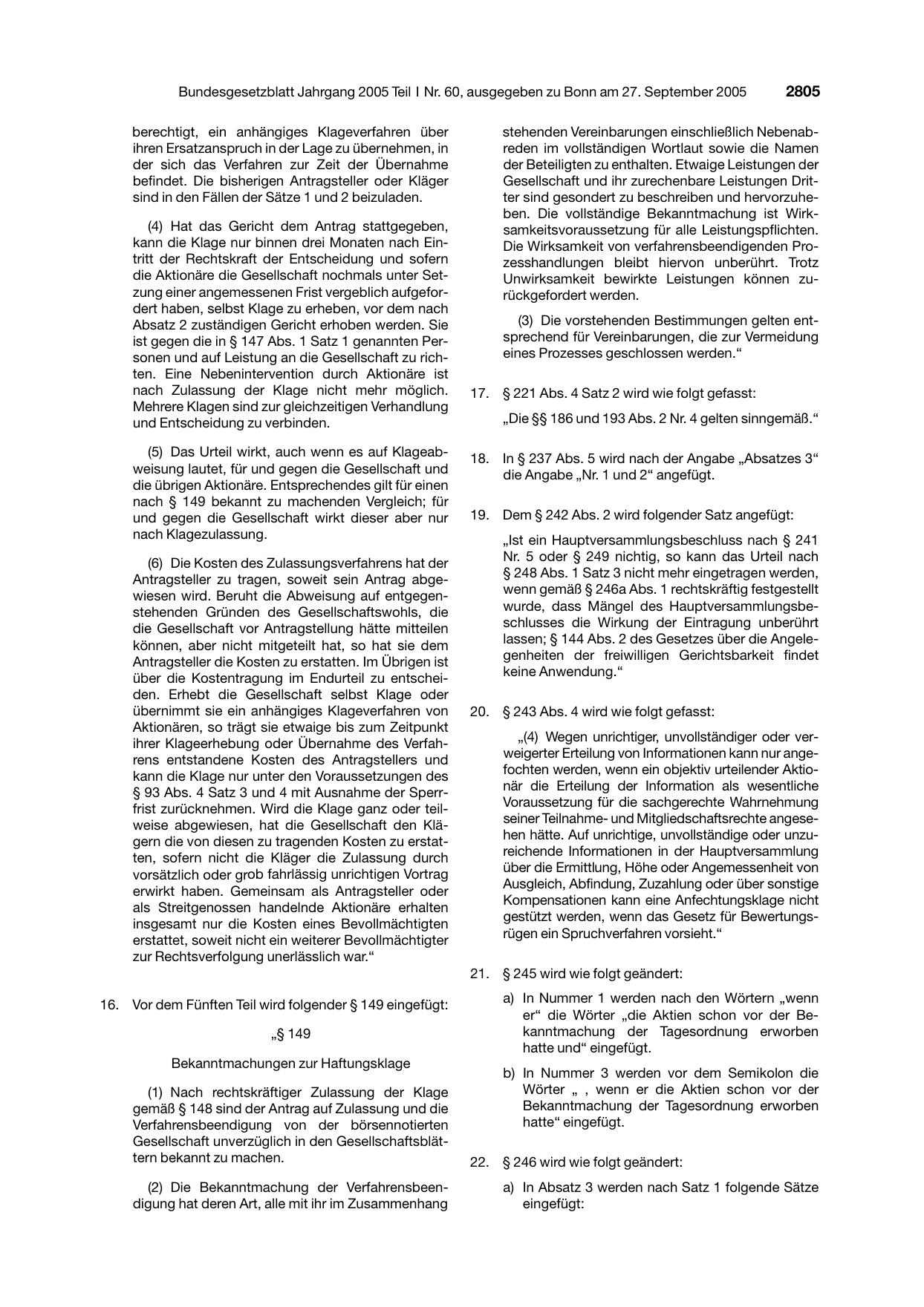 BGBl. 2005, Seite 2805 — Originalseite als Abbildung