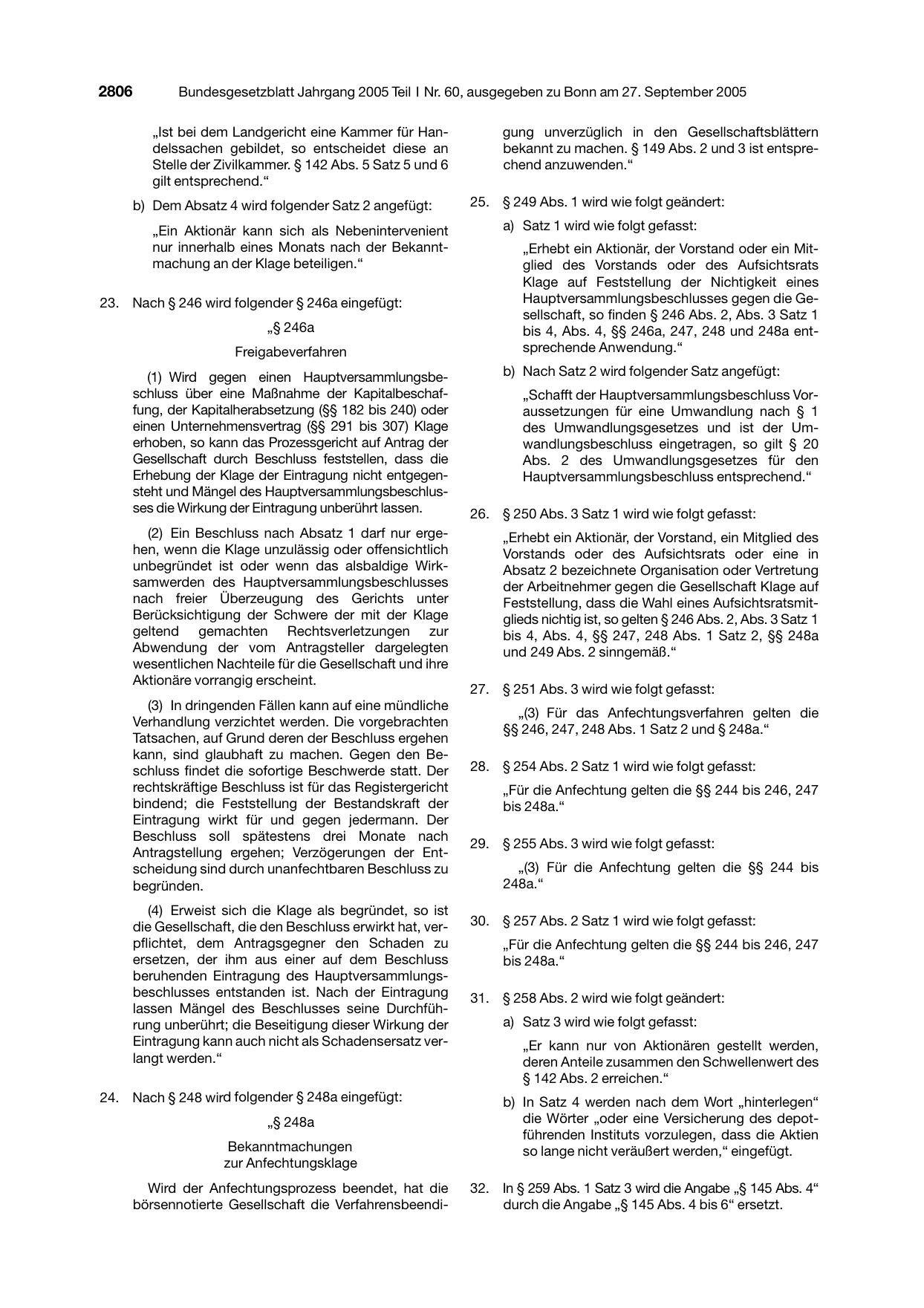 BGBl. 2005, Seite 2806 — Originalseite als Abbildung