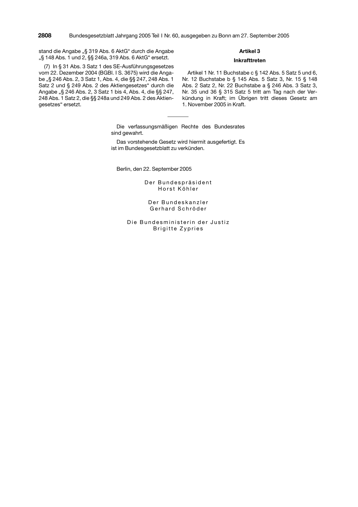 BGBl. 2005, Seite 2808 — Originalseite als Abbildung