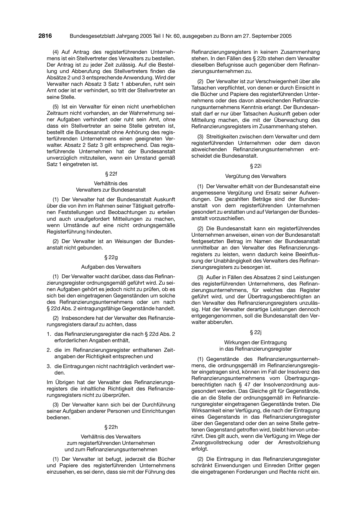 BGBl. 2005, Seite 2816 — Originalseite als Abbildung