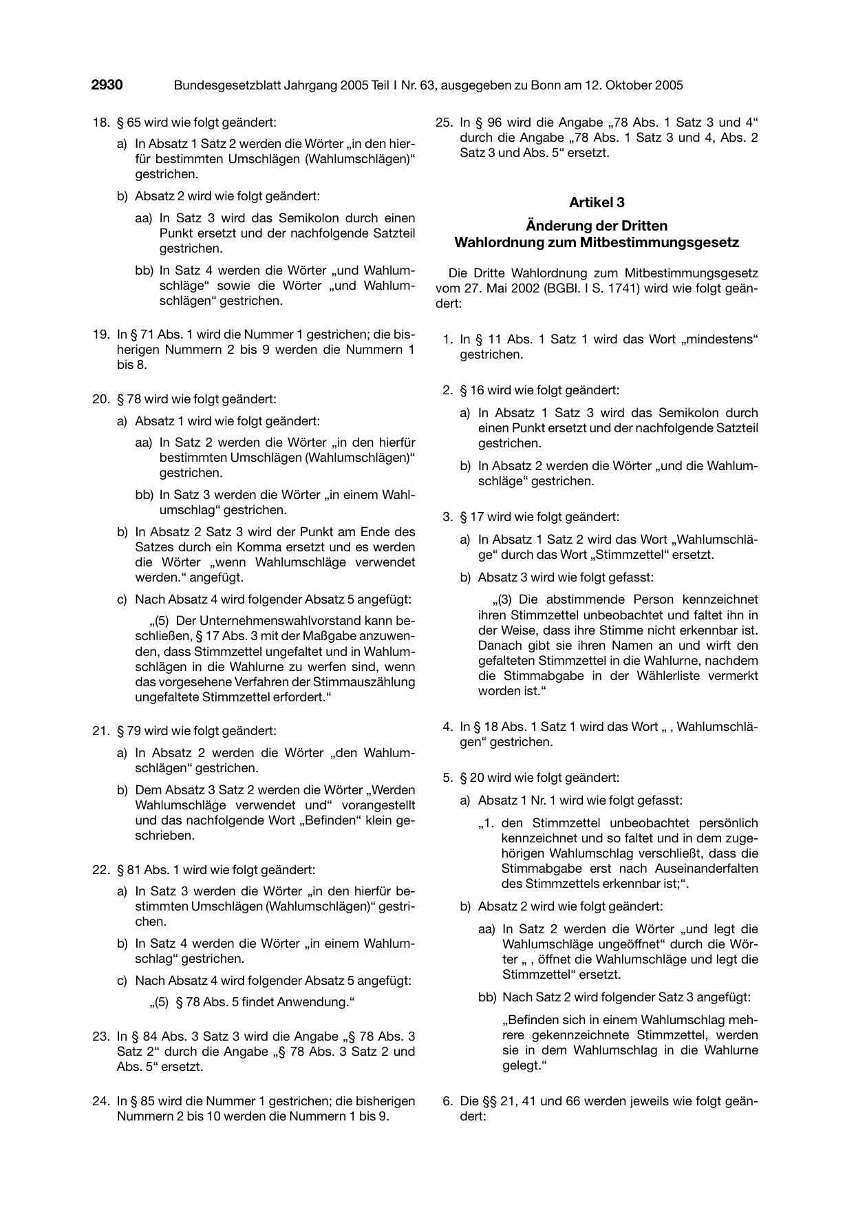 BGBl. 2005, Seite 2930 — Originalseite als Abbildung