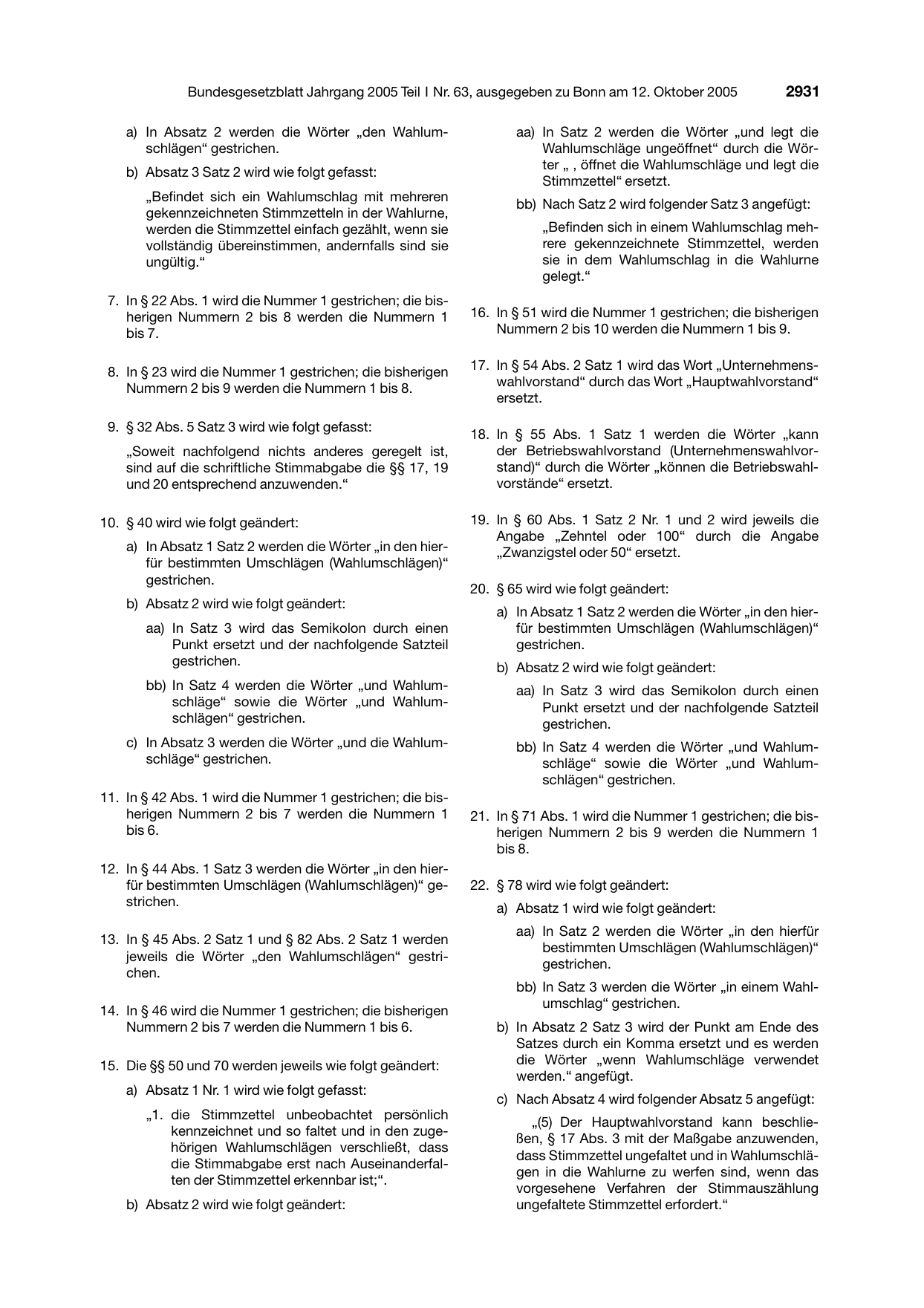 BGBl. 2005, Seite 2931 — Originalseite als Abbildung