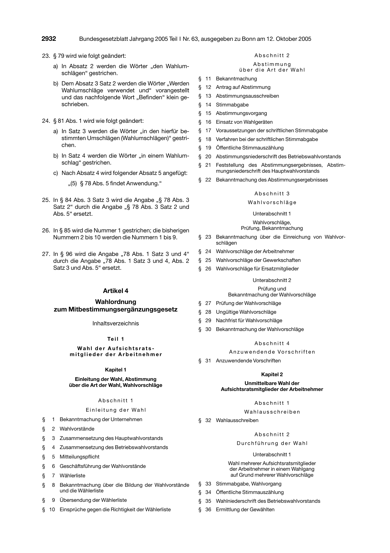 BGBl. 2005, Seite 2932 — Originalseite als Abbildung