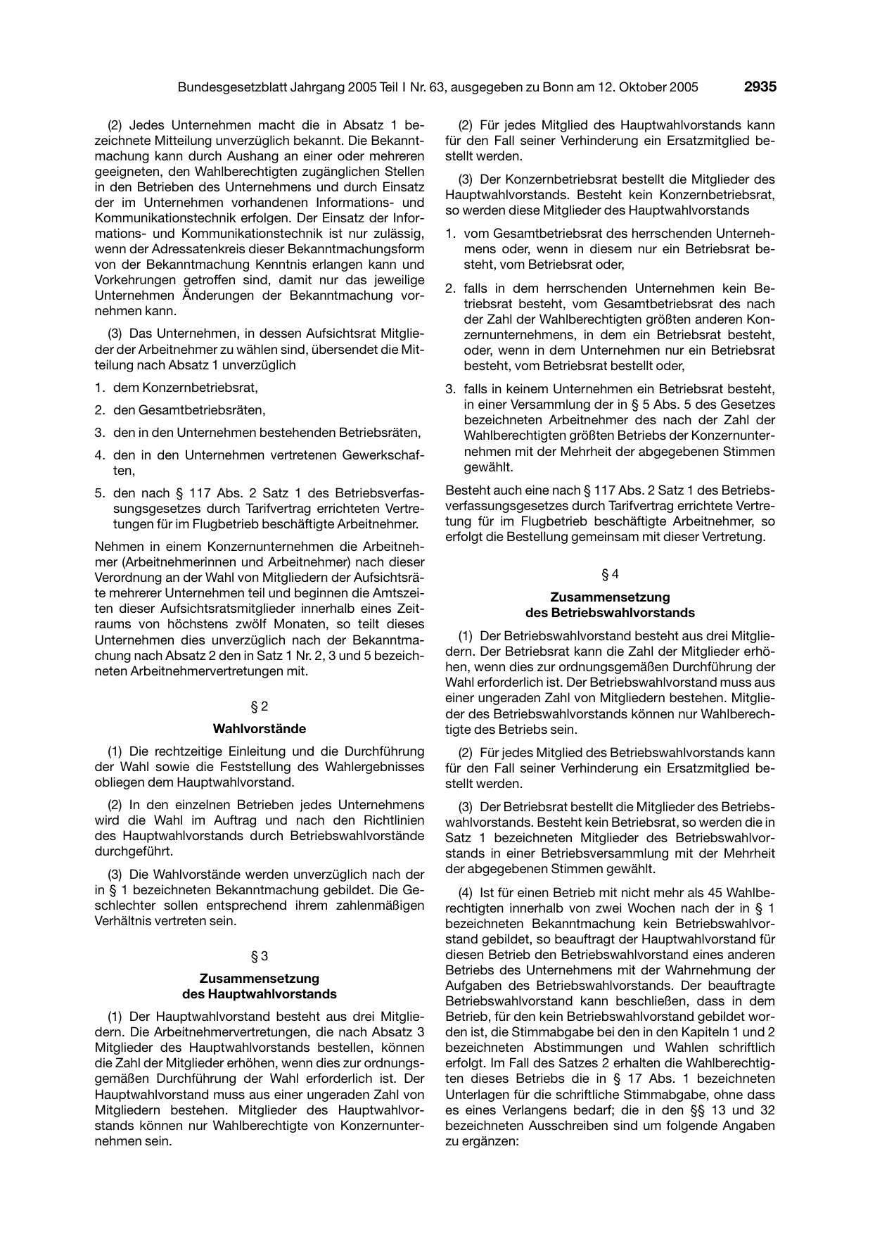BGBl. 2005, Seite 2935 — Originalseite als Abbildung