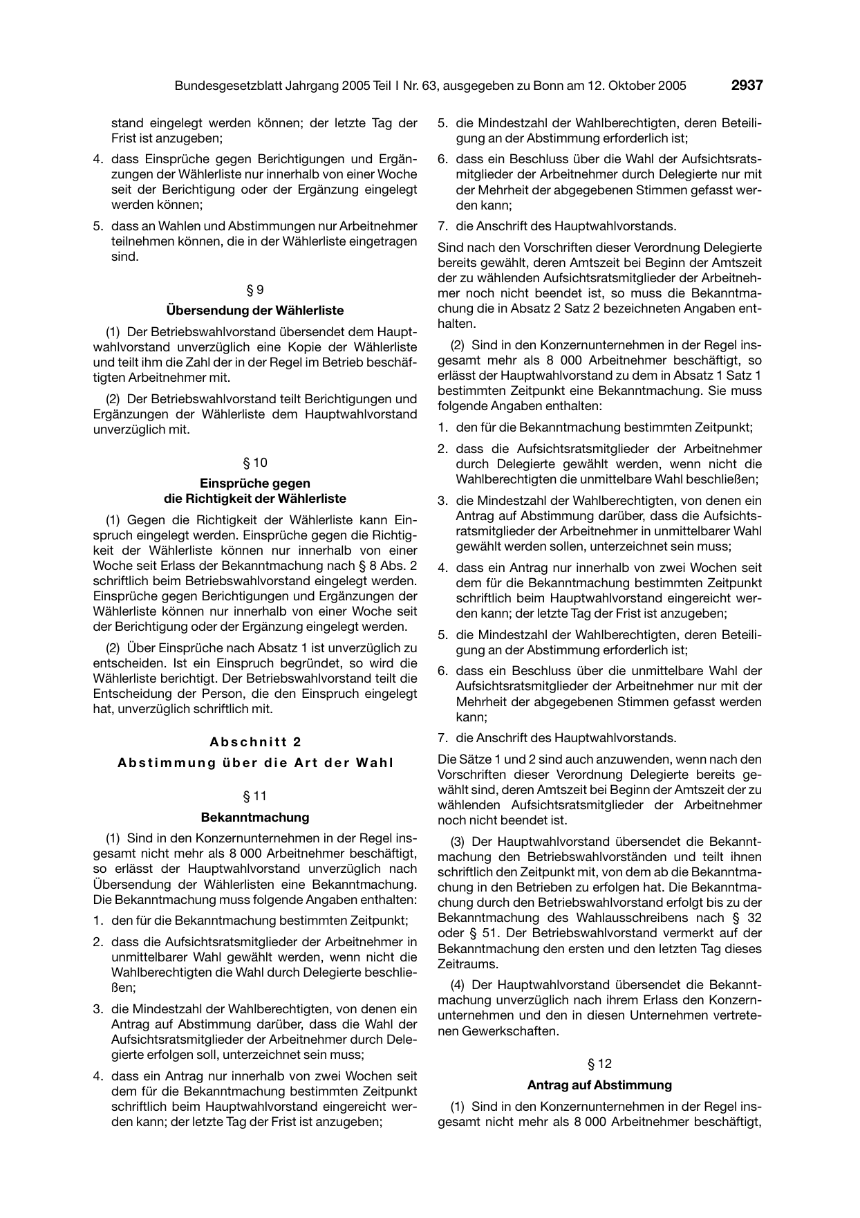 BGBl. 2005, Seite 2937 — Originalseite als Abbildung