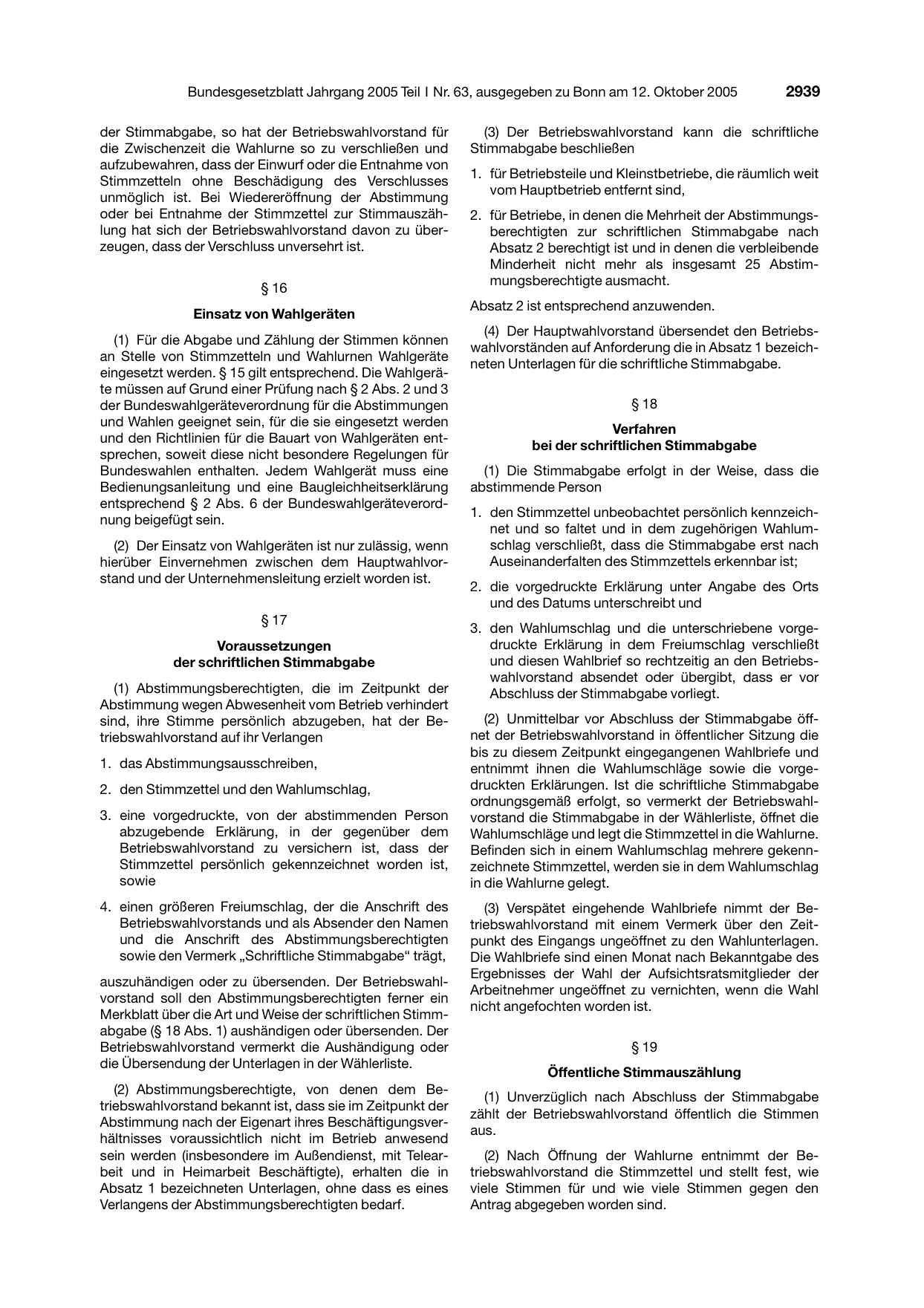 BGBl. 2005, Seite 2939 — Originalseite als Abbildung