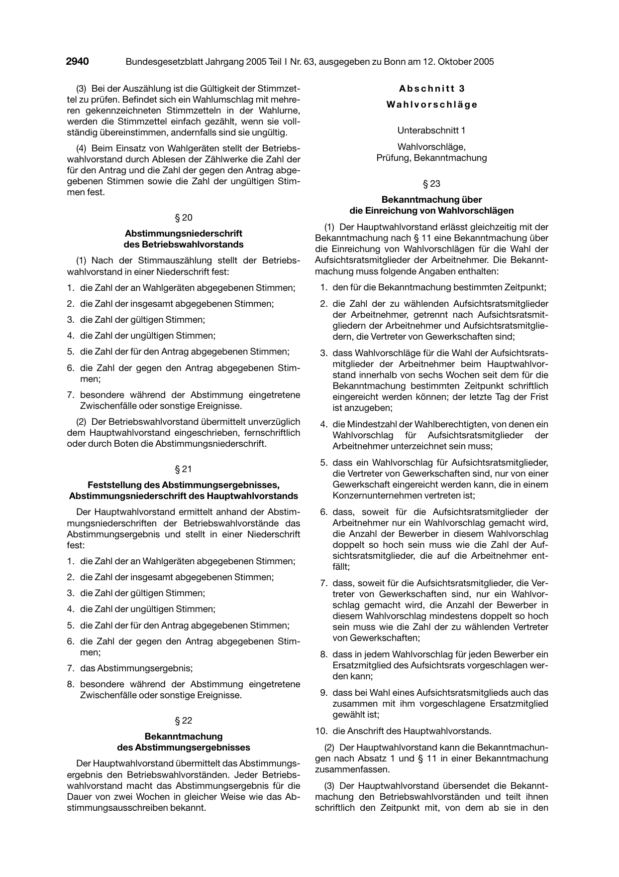 BGBl. 2005, Seite 2940 — Originalseite als Abbildung