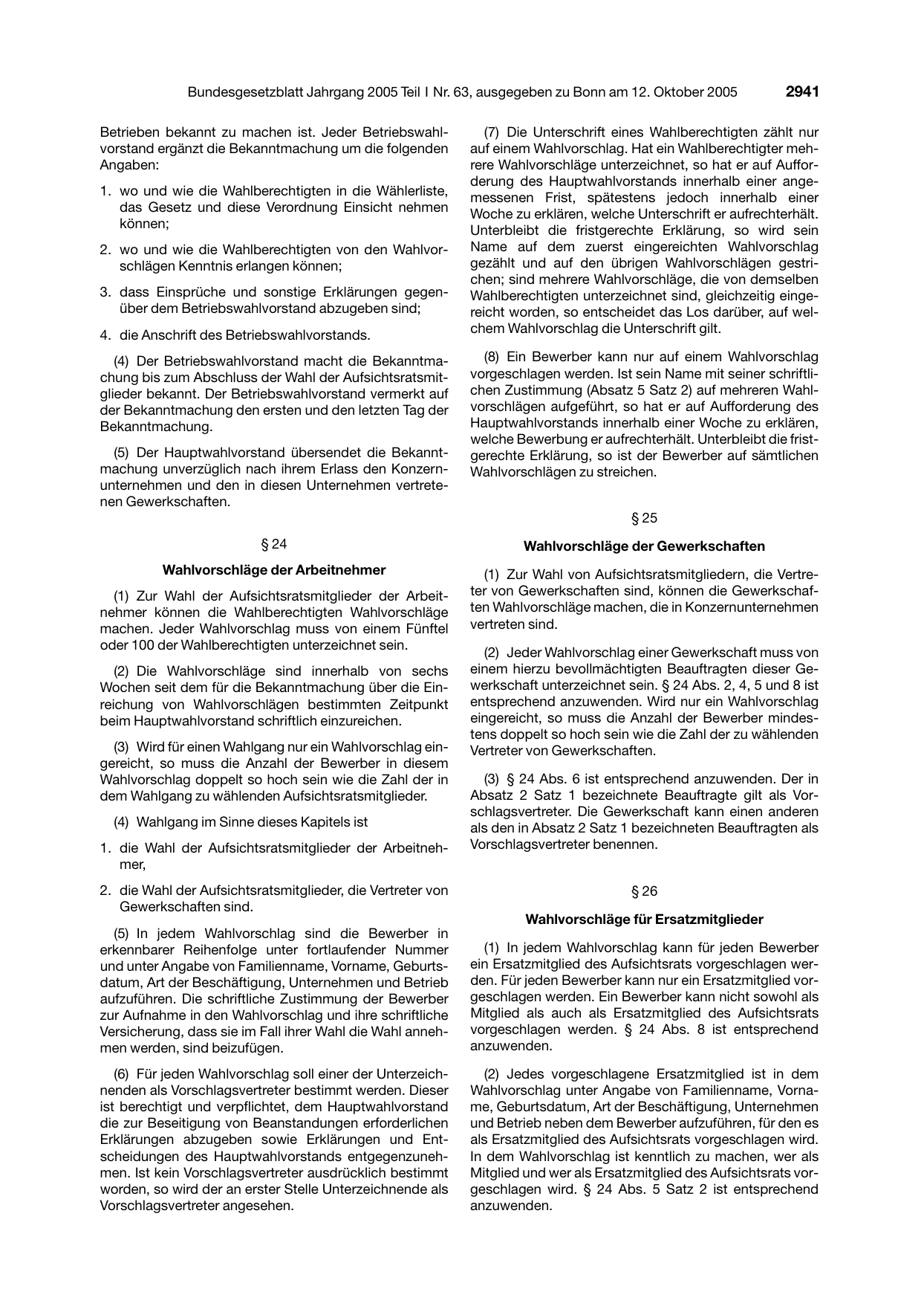 BGBl. 2005, Seite 2941 — Originalseite als Abbildung