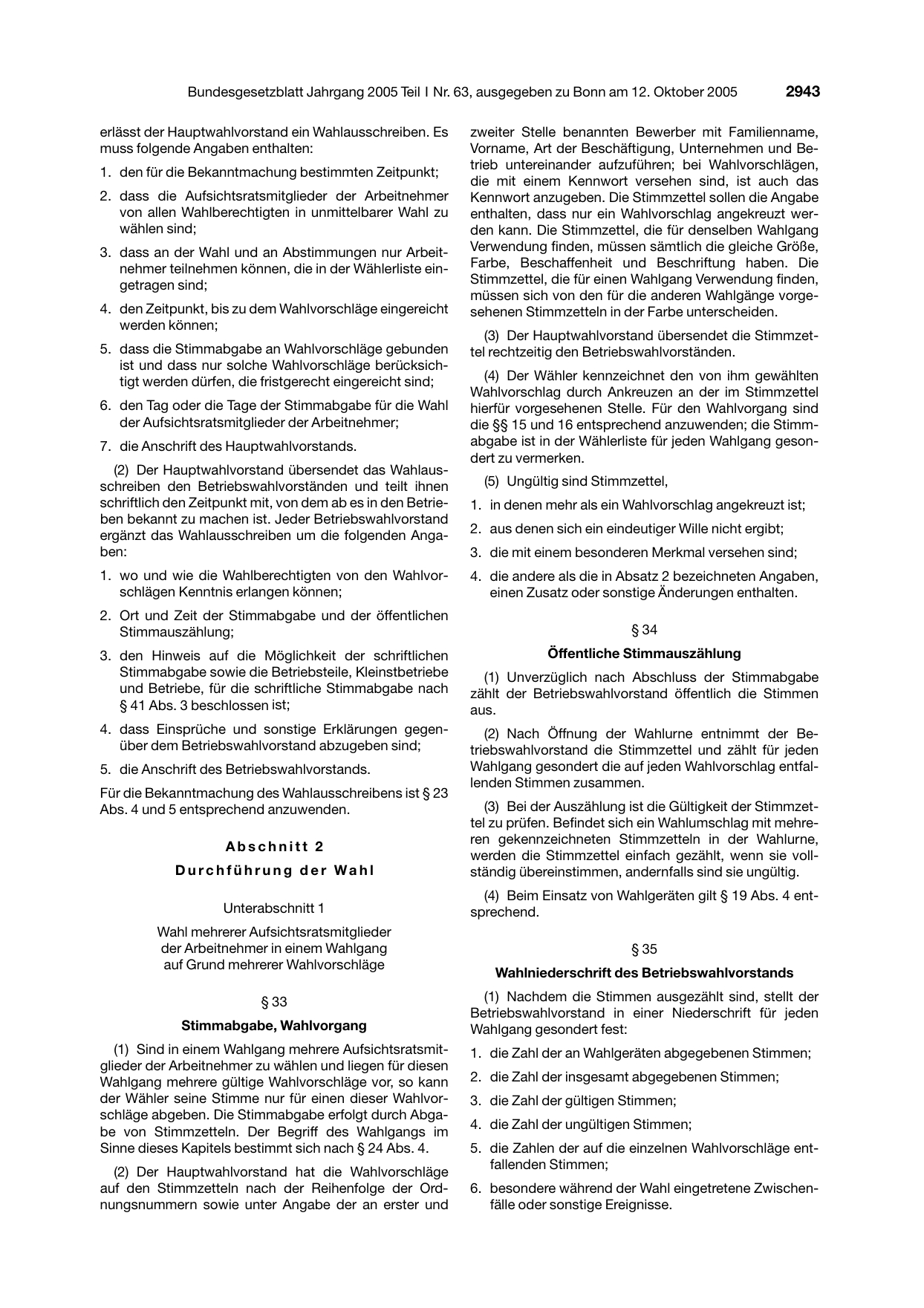 BGBl. 2005, Seite 2943 — Originalseite als Abbildung