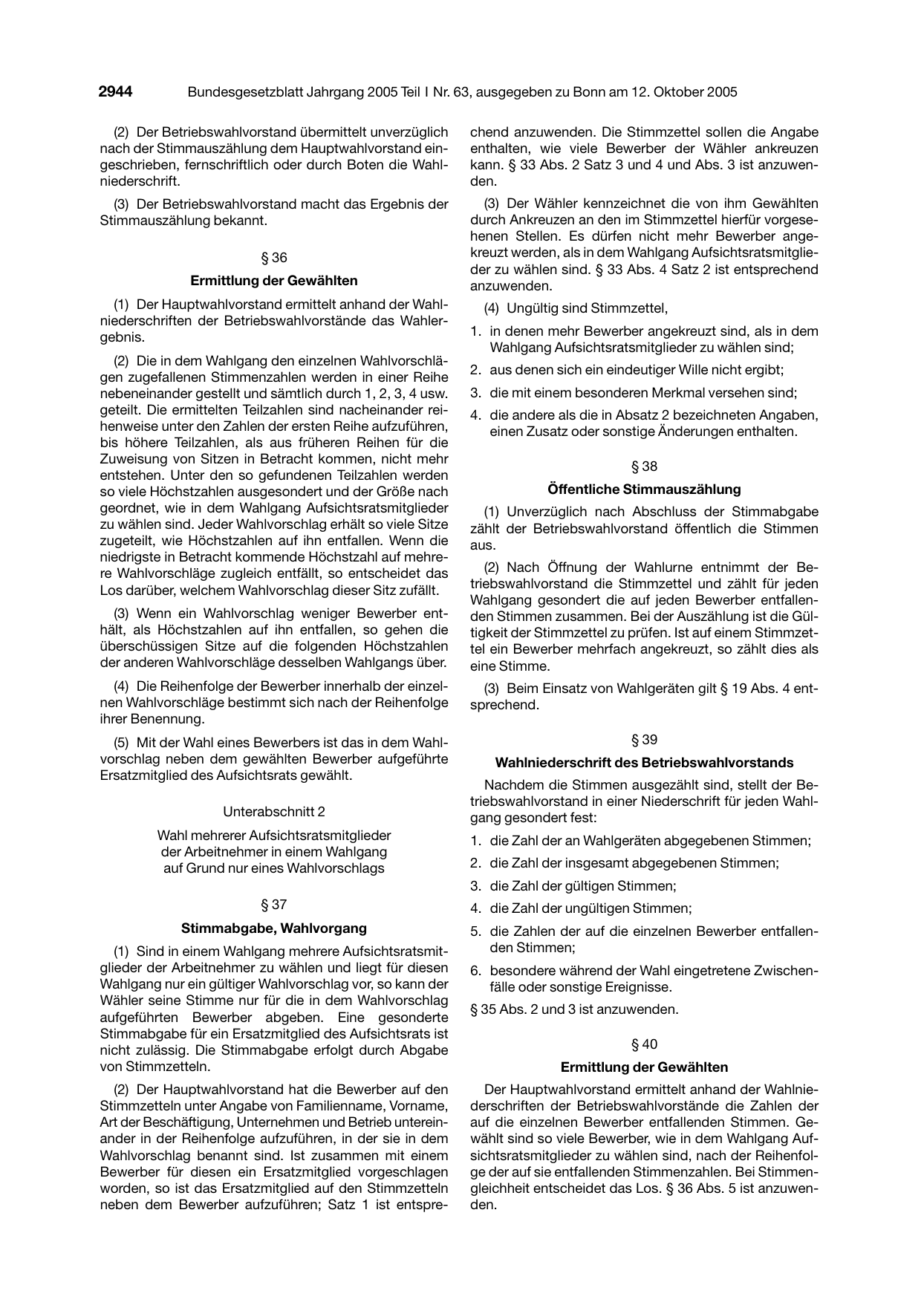 BGBl. 2005, Seite 2944 — Originalseite als Abbildung