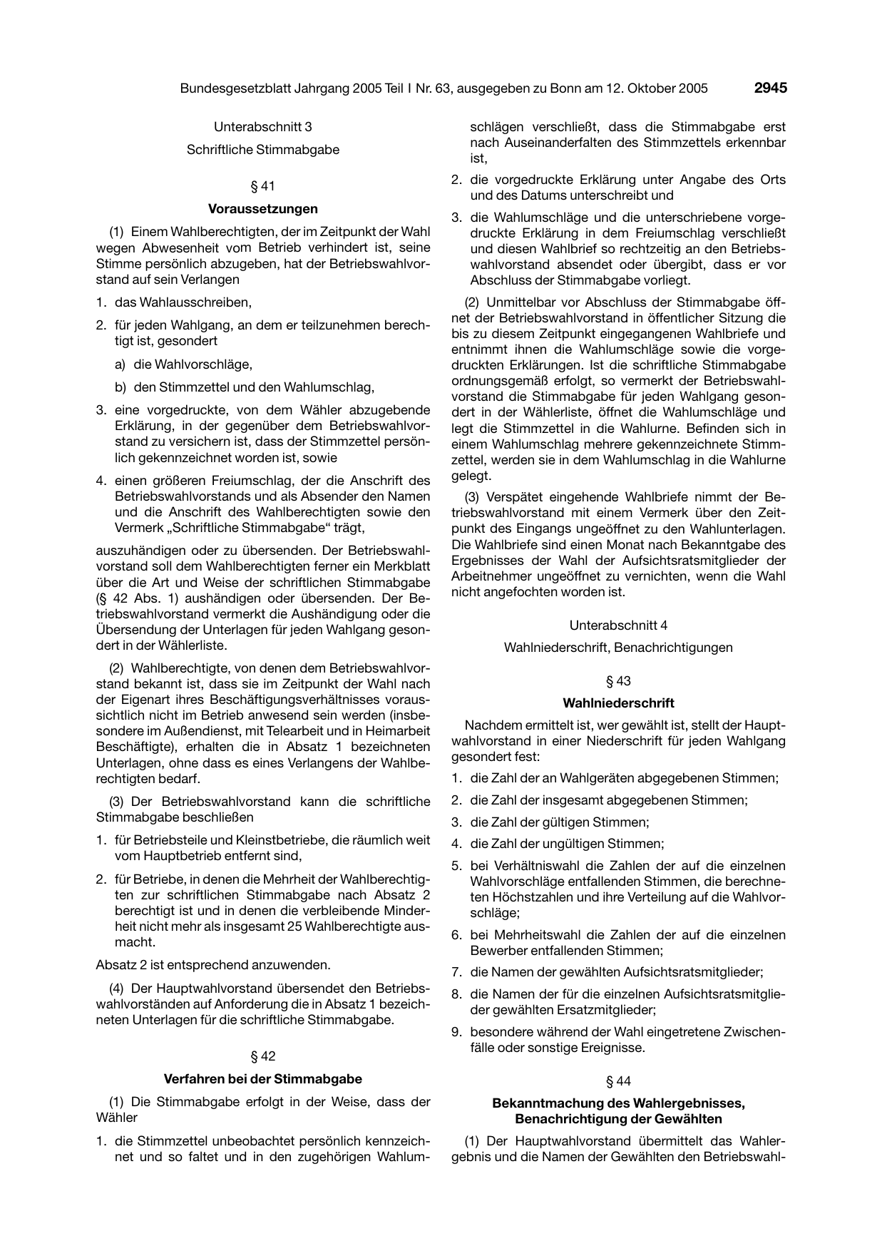 BGBl. 2005, Seite 2945 — Originalseite als Abbildung