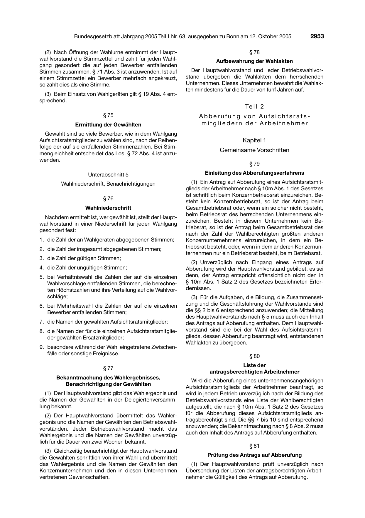 BGBl. 2005, Seite 2953 — Originalseite als Abbildung
