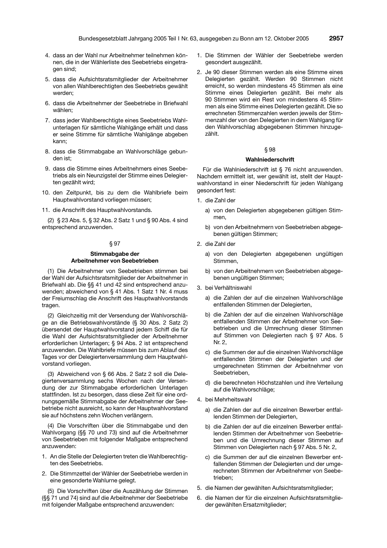 BGBl. 2005, Seite 2957 — Originalseite als Abbildung