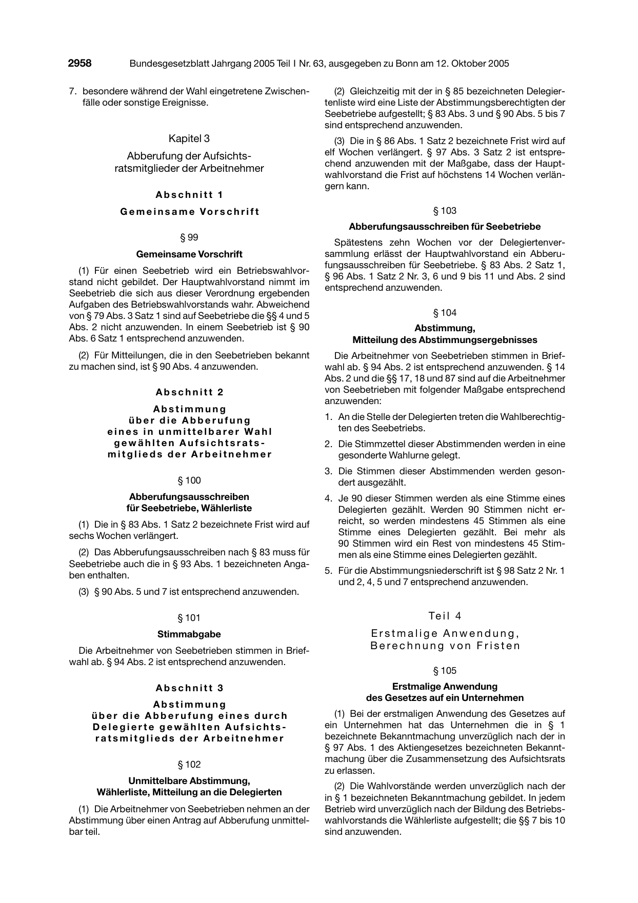 BGBl. 2005, Seite 2958 — Originalseite als Abbildung